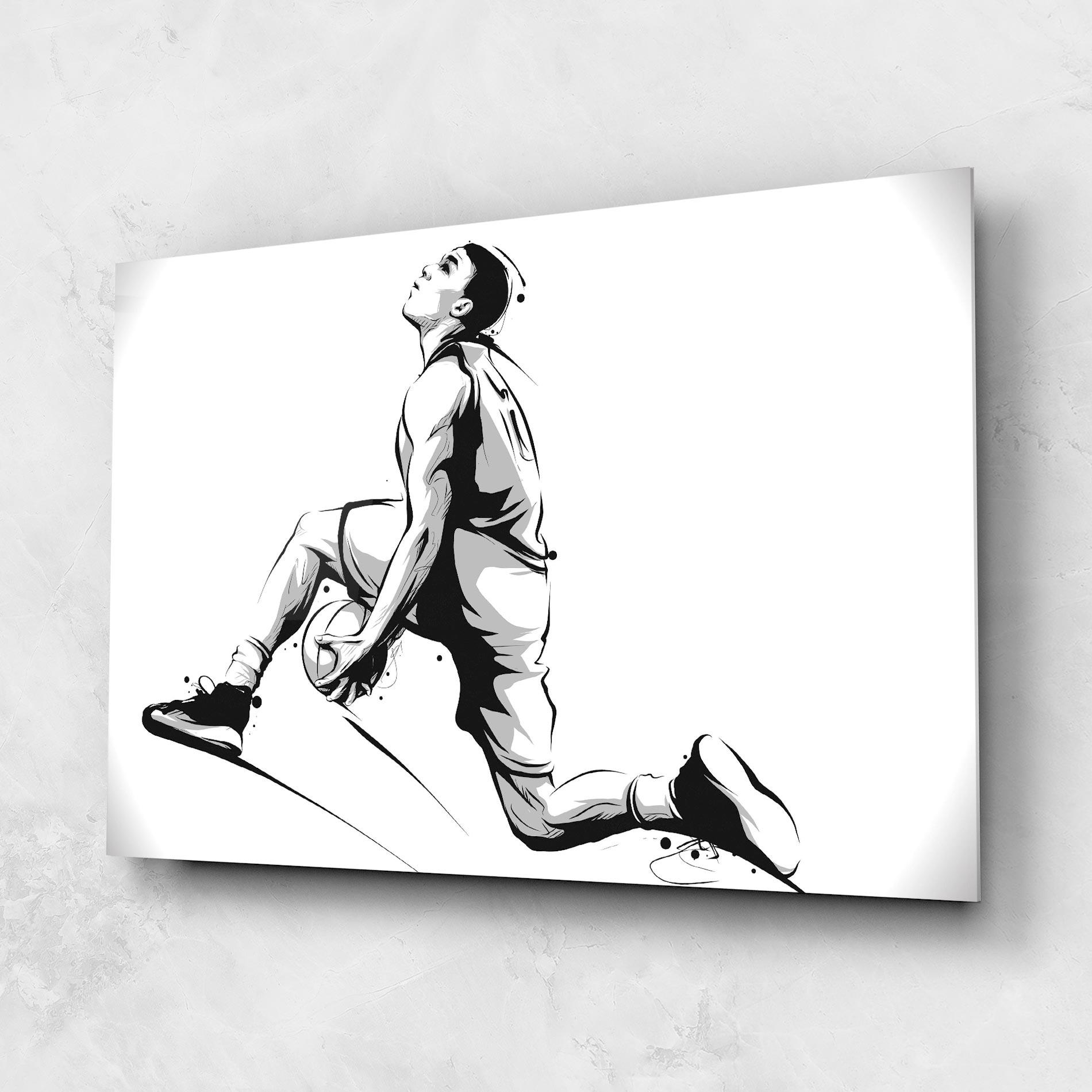 Tablou Sticla Basketball Player Jump mockup 1