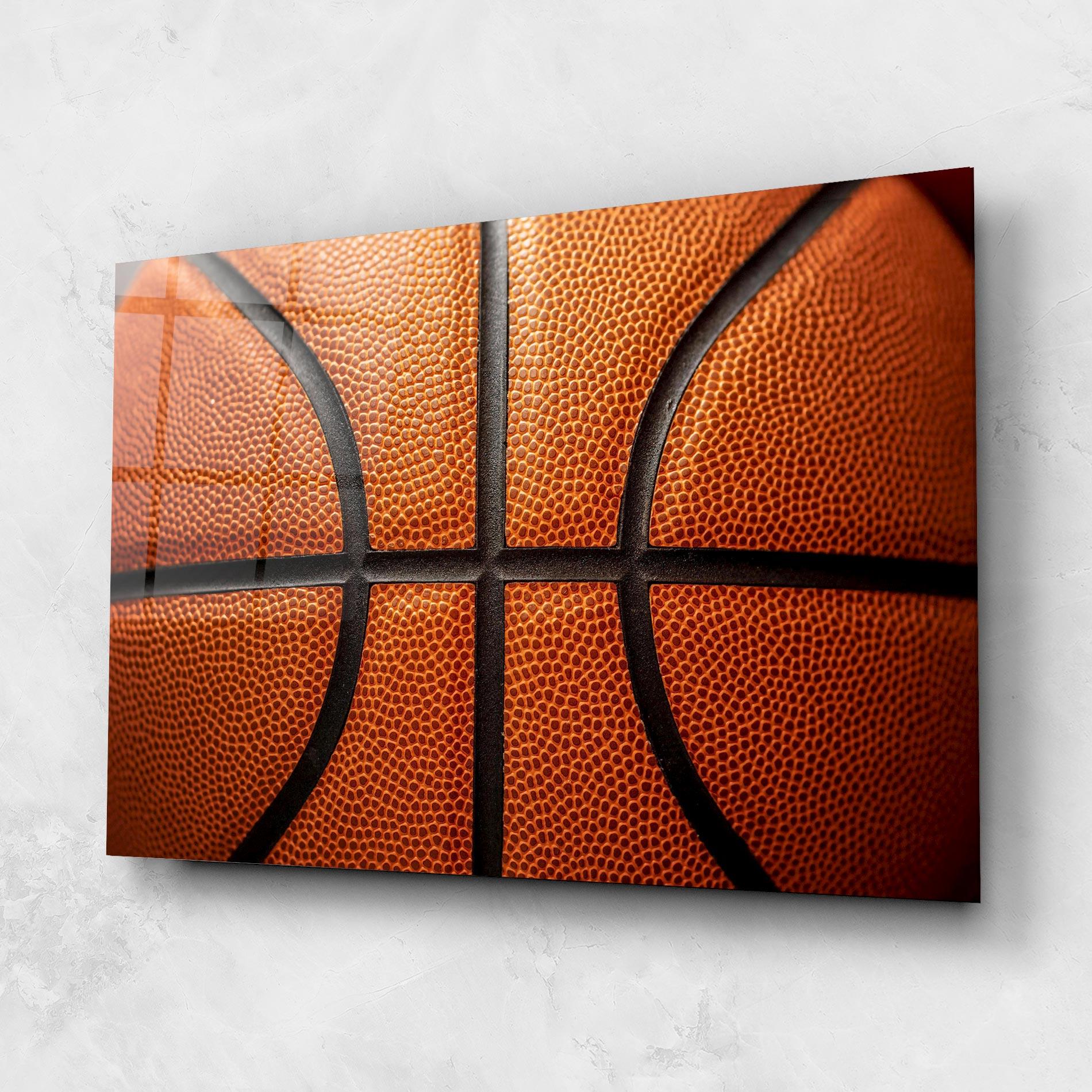 Tablou Sticla Close Up Leather Basketball mockup 1