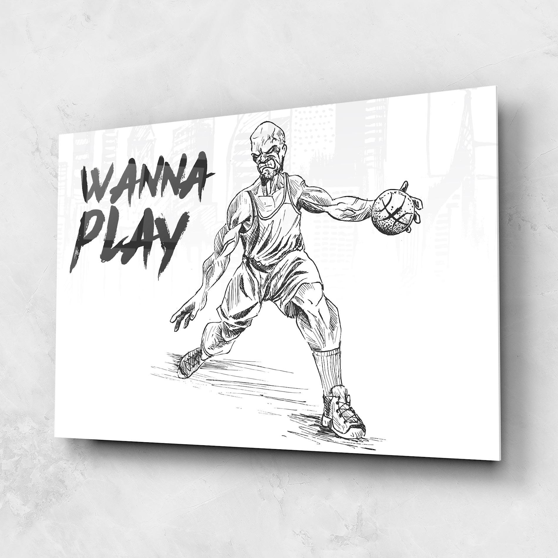 Tablou Sticla Wanna Play Basket mockup 1
