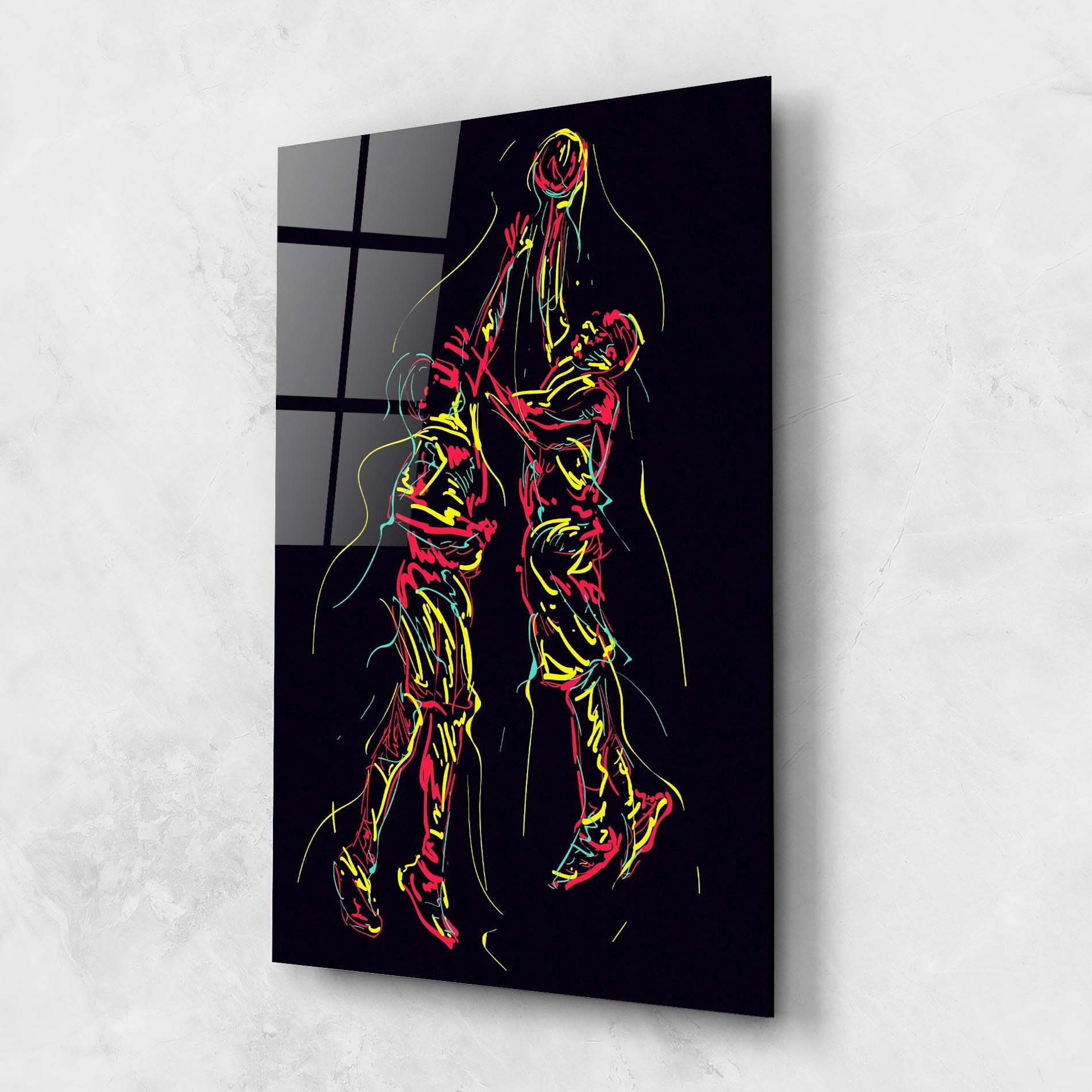 Tablou Sticla Basket Line Jump mockup 1
