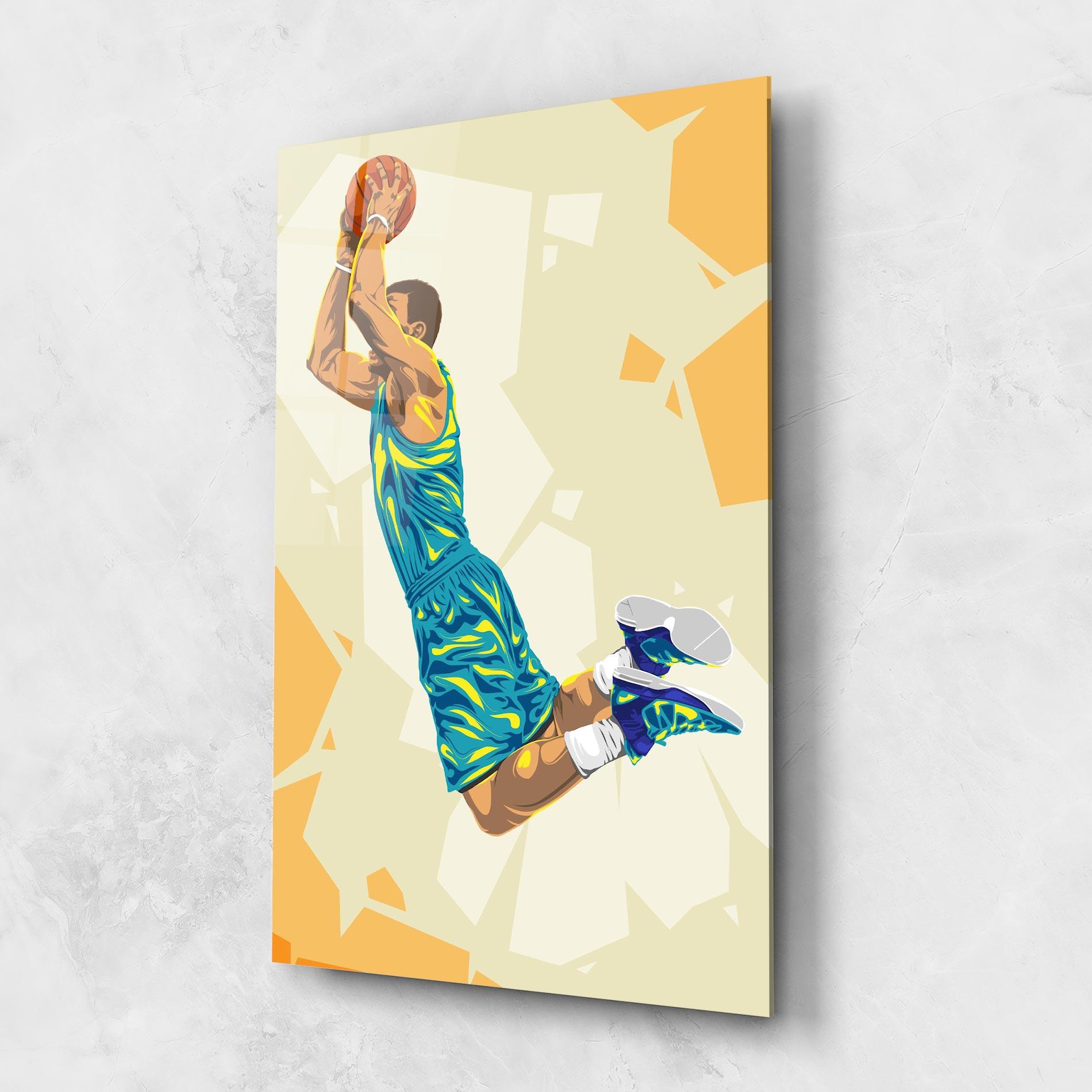 Tablou Sticla Basketball Dunk Pose mockup 1