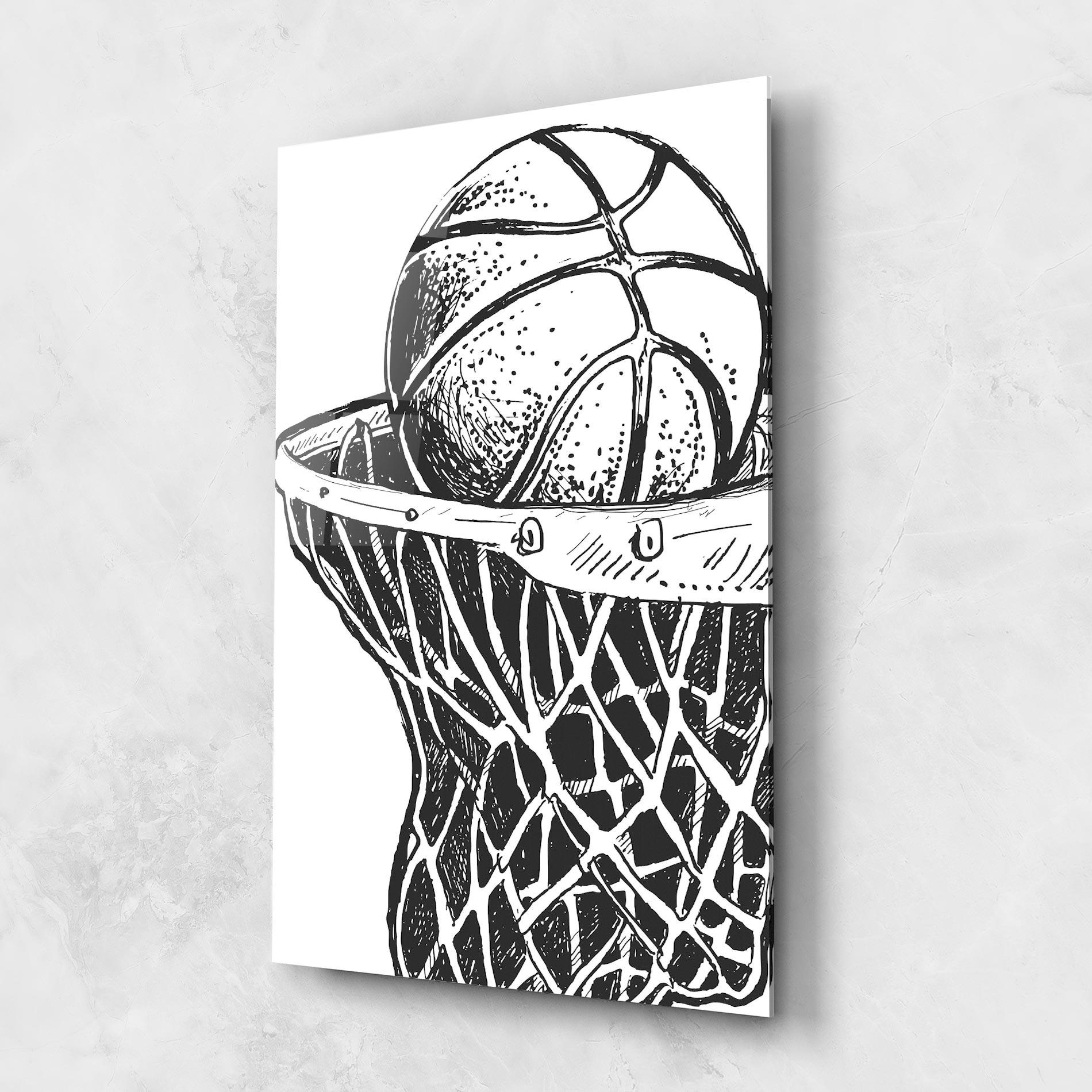 Tablou Sticla Basketball Grey Hoop mockup 1