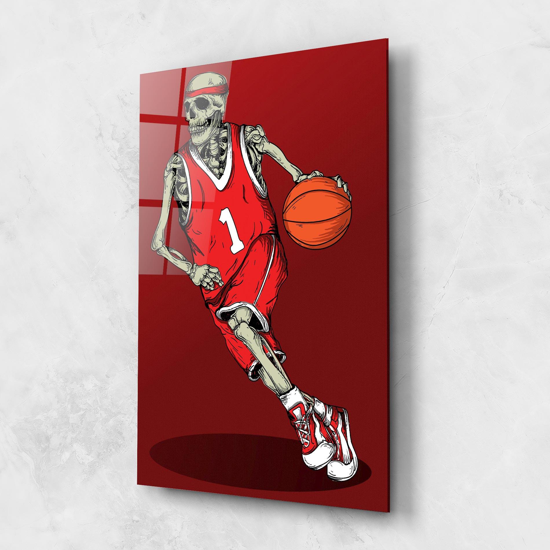 Tablou Sticla Basketball Skull mockup 1