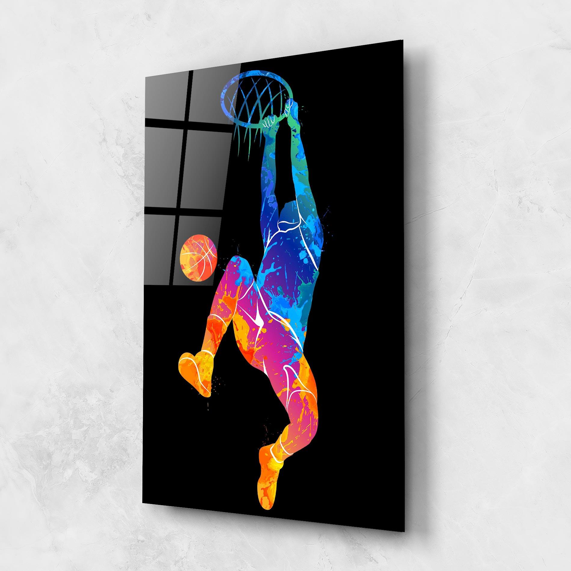 Tablou Sticla Blue Basket Hoop mockup 1