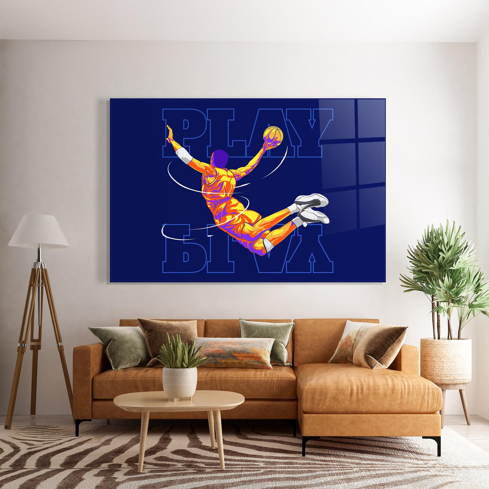 Tablou Sticla Basketball Blue mockup 7