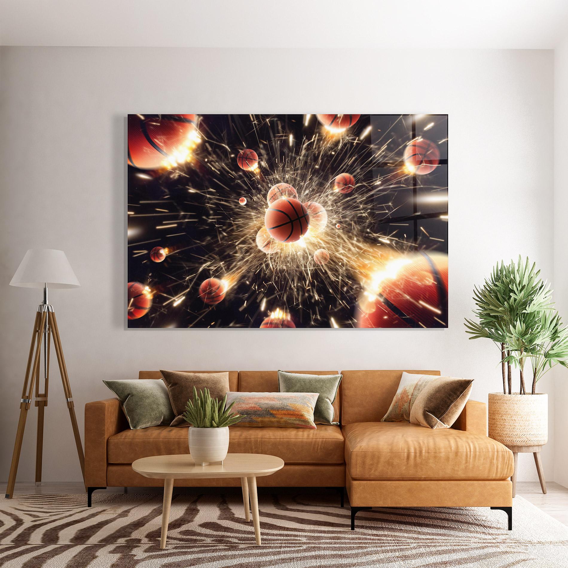 Tablou Sticla Basketball Explosion mockup 7