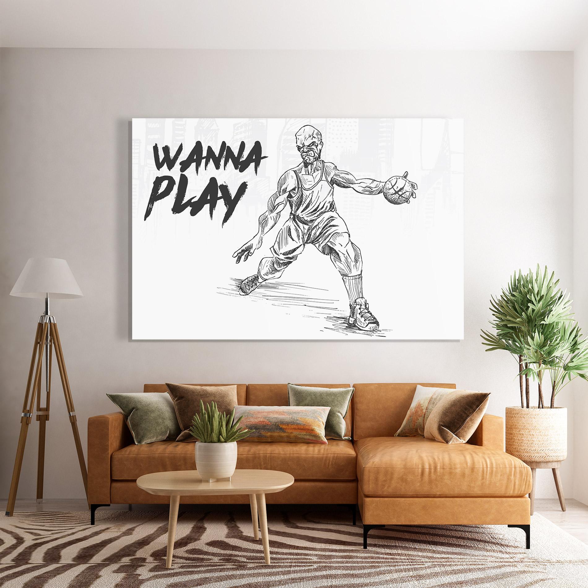 Tablou Sticla Wanna Play Basket mockup 7