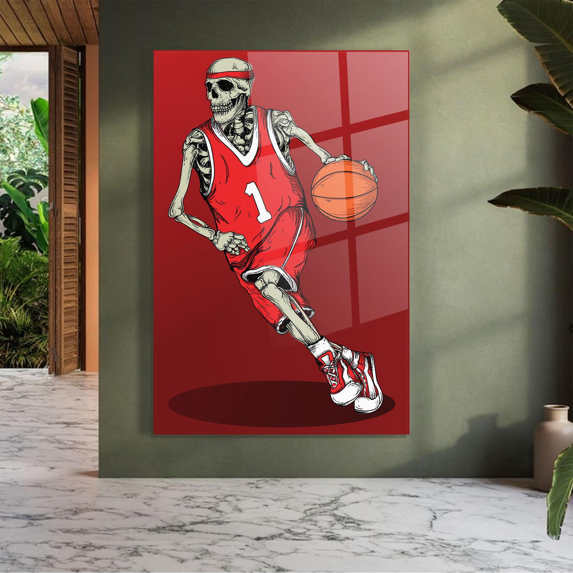 Tablou Sticla Basketball Skull mockup 7
