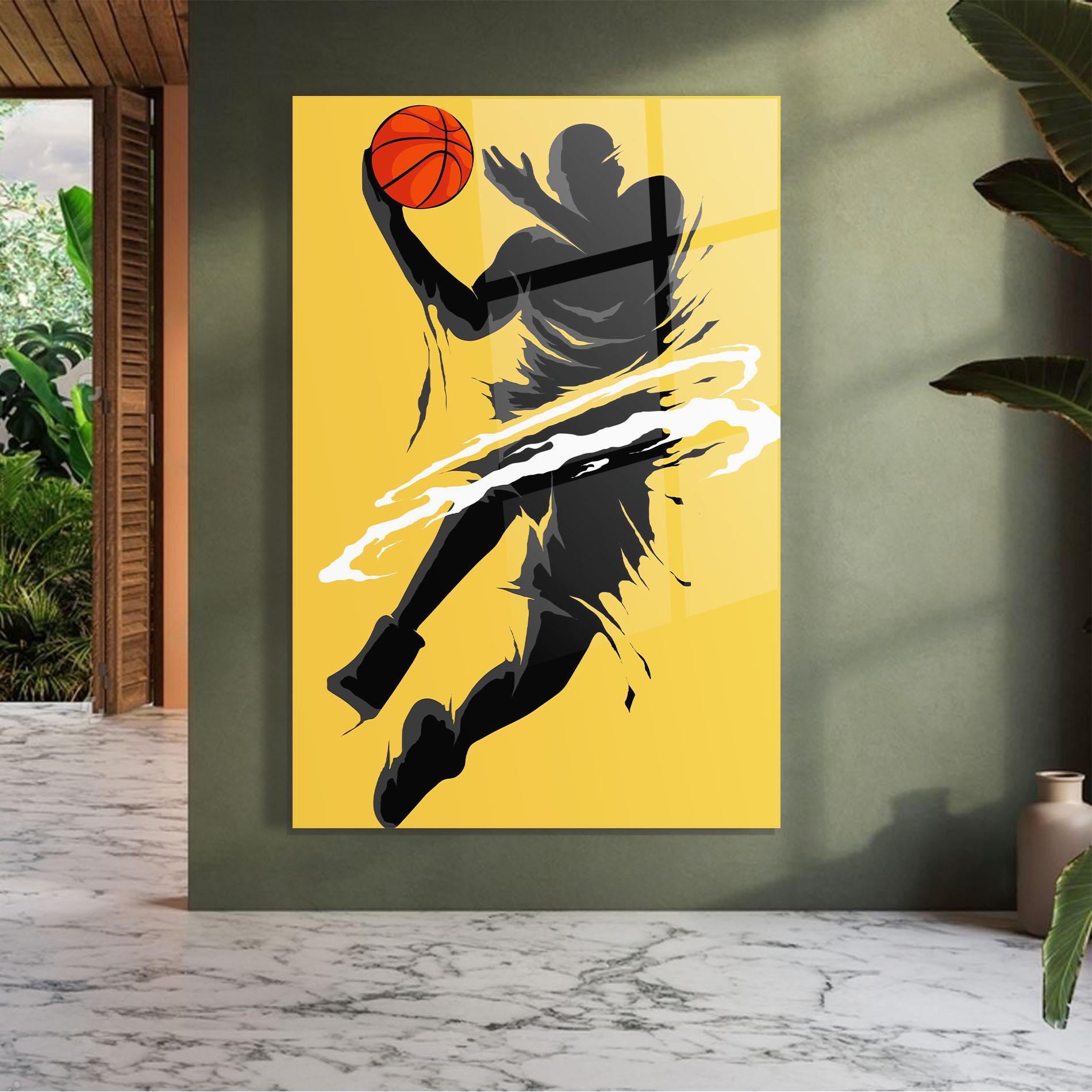 Tablou Sticla Basketball Smoke mockup 7