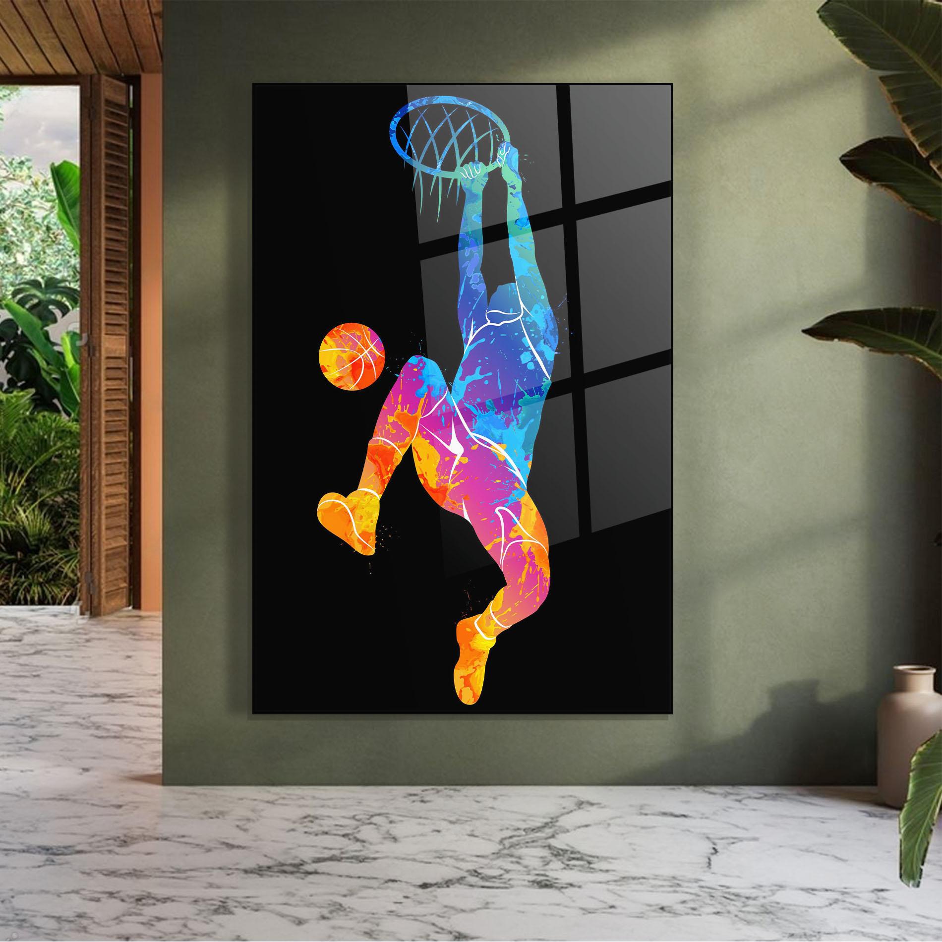 Tablou Sticla Blue Basket Hoop mockup 7