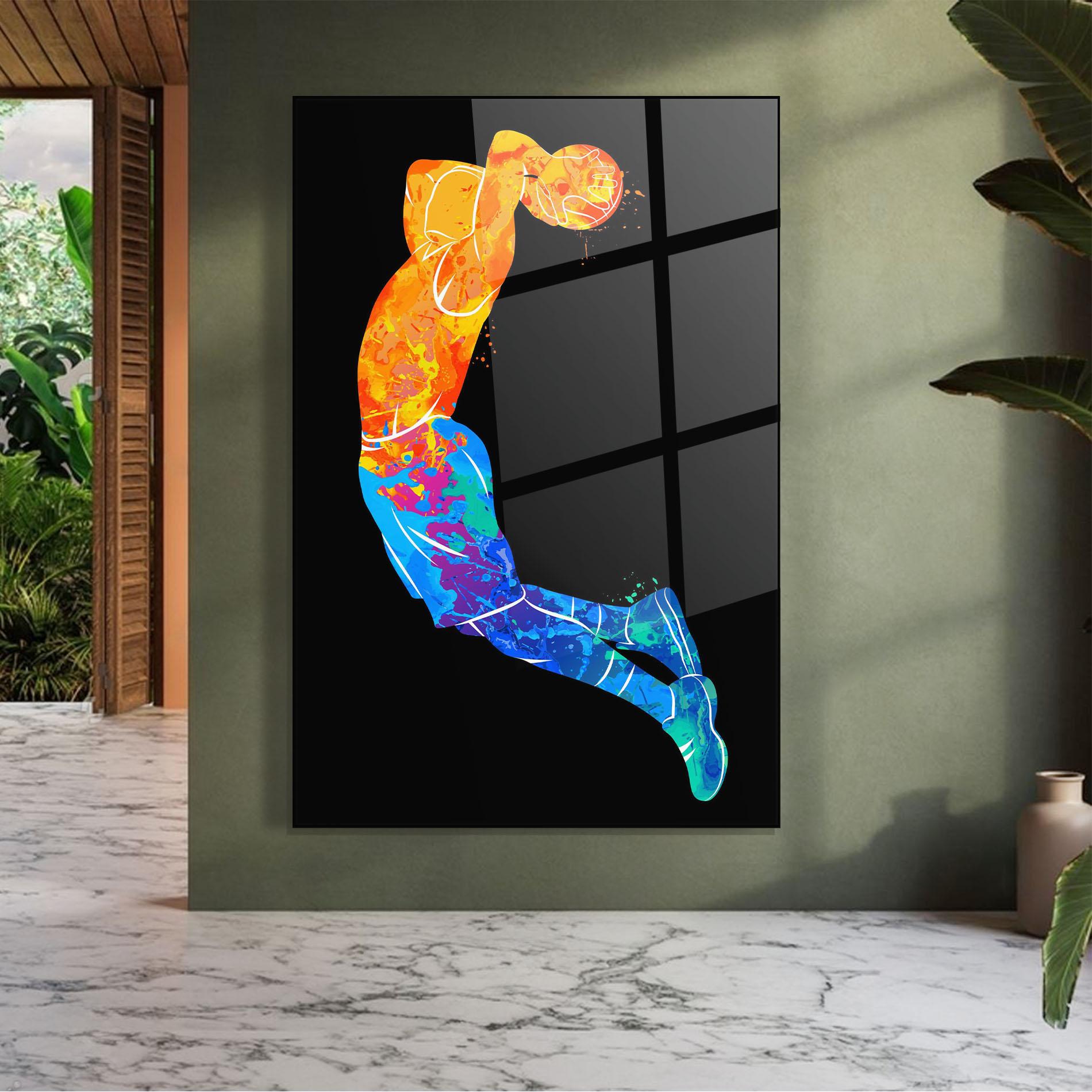 Tablou Sticla Blue Orange Basket mockup 7