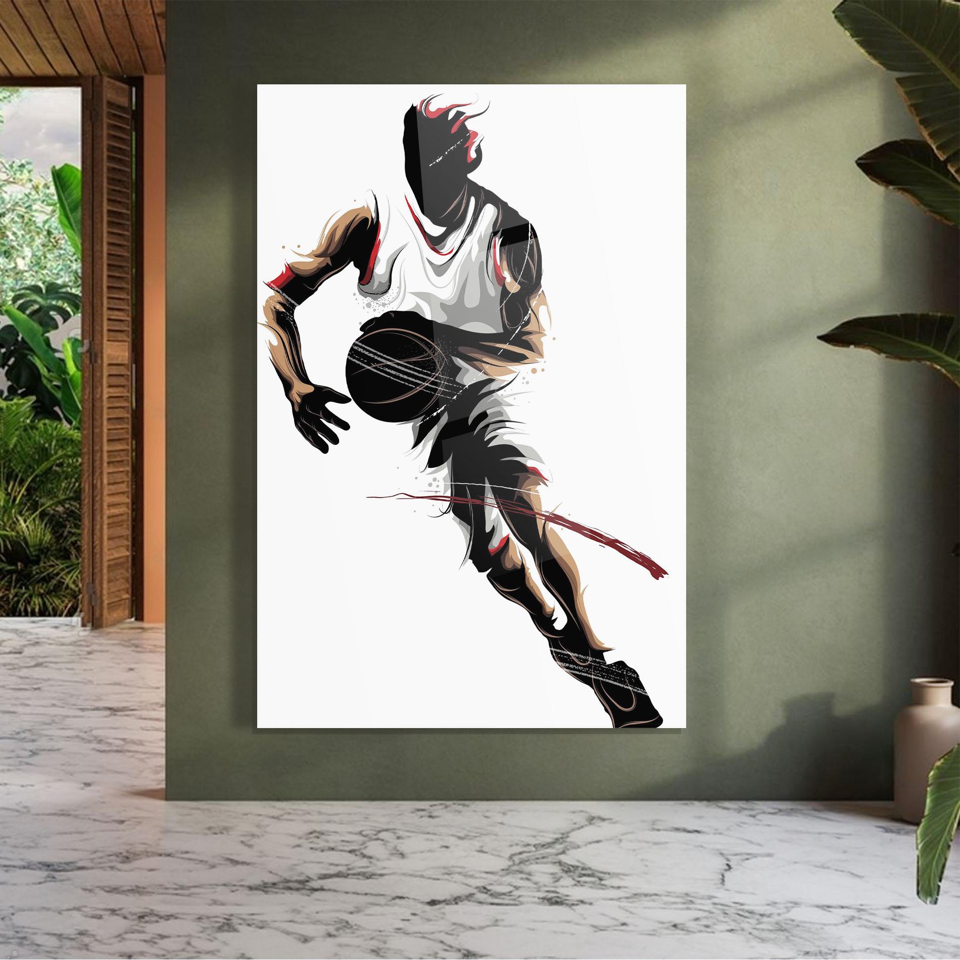 Tablou Sticla Dribbling Run mockup 7