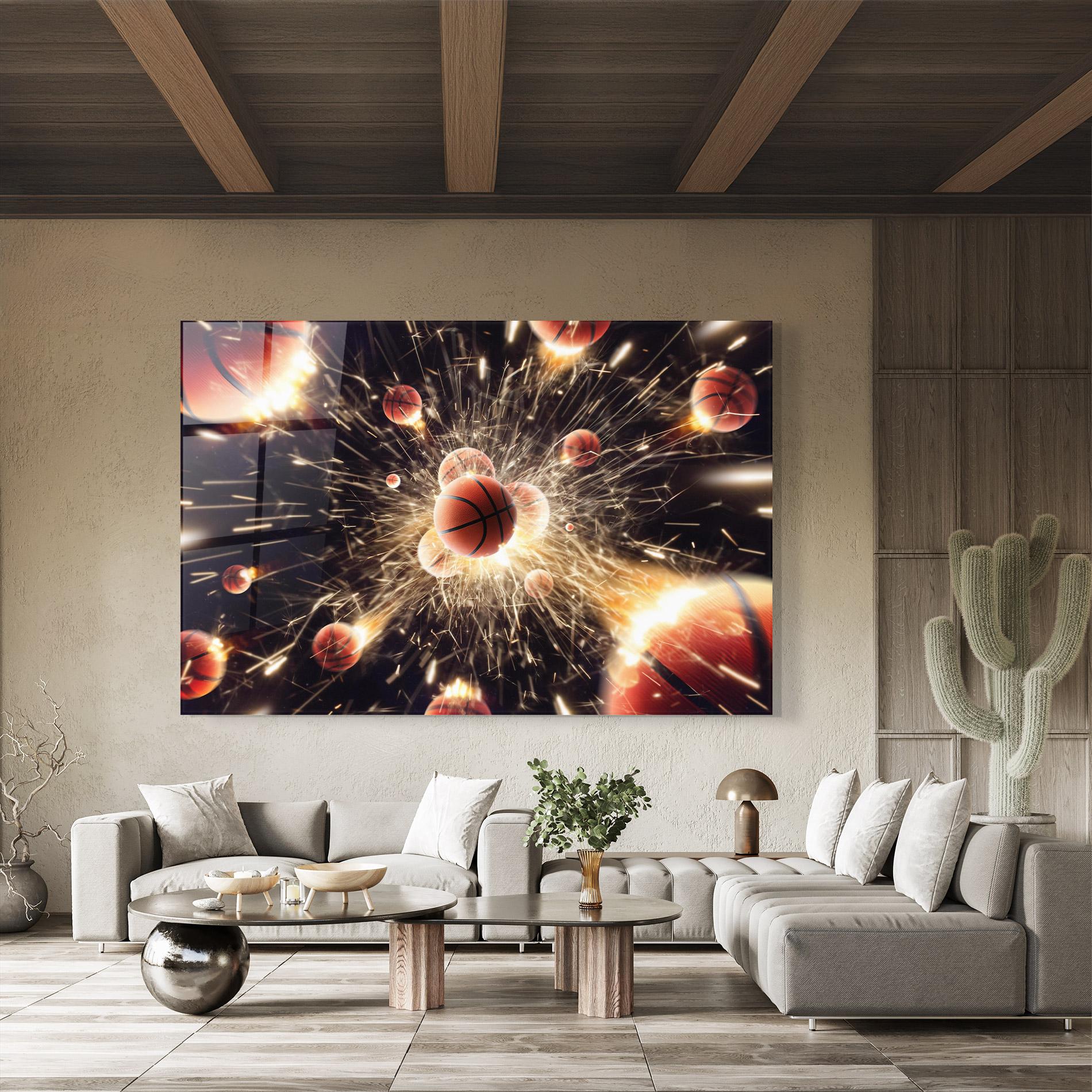Tablou Sticla Basketball Explosion mockup 8