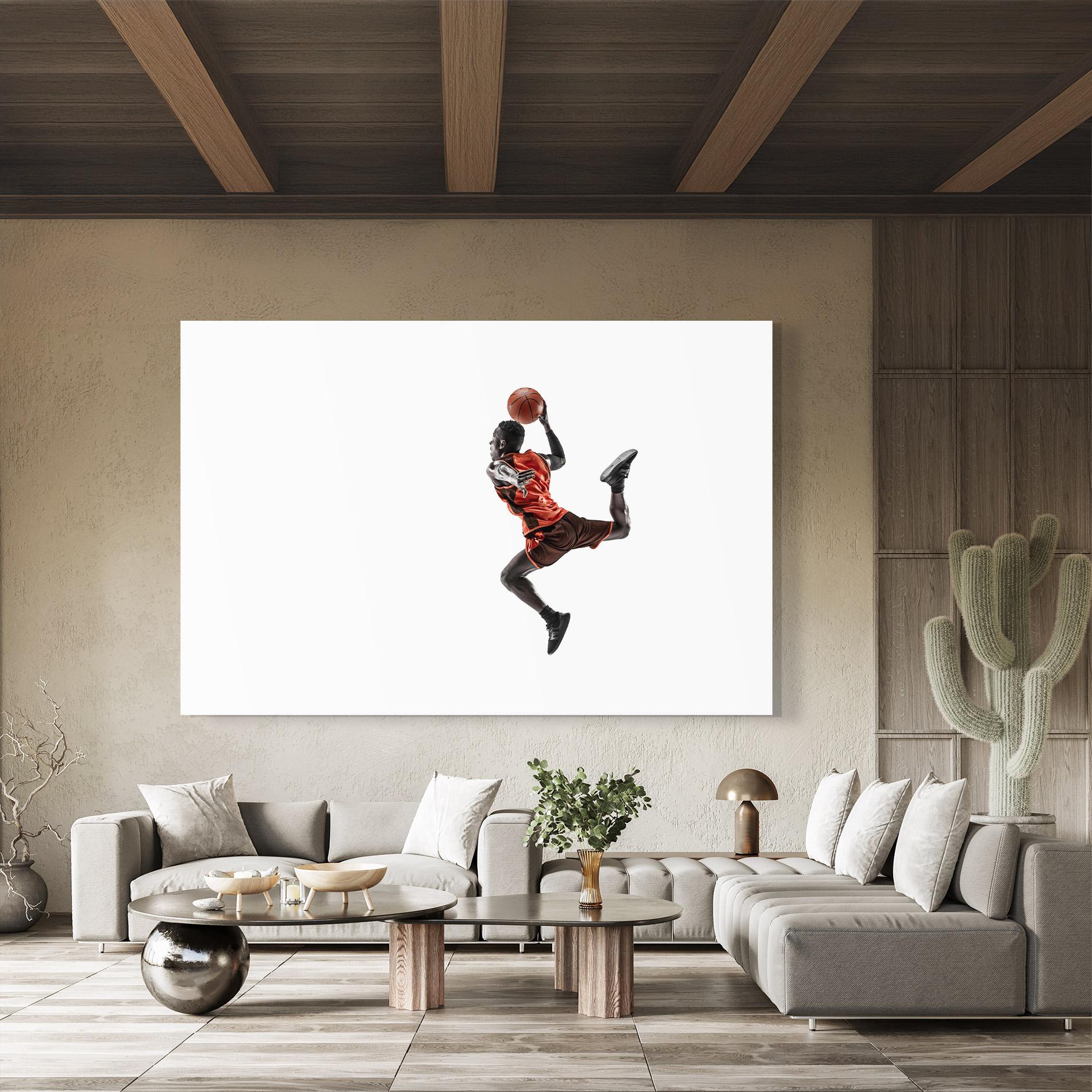 Tablou Sticla Basketball Player Flying mockup 8