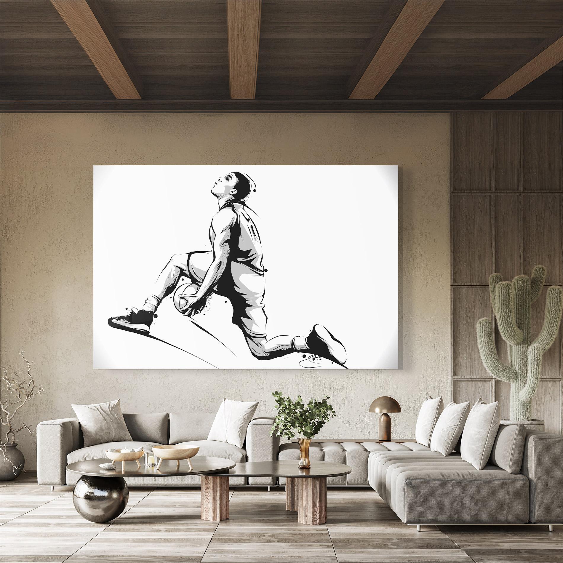 Tablou Sticla Basketball Player Jump mockup 8