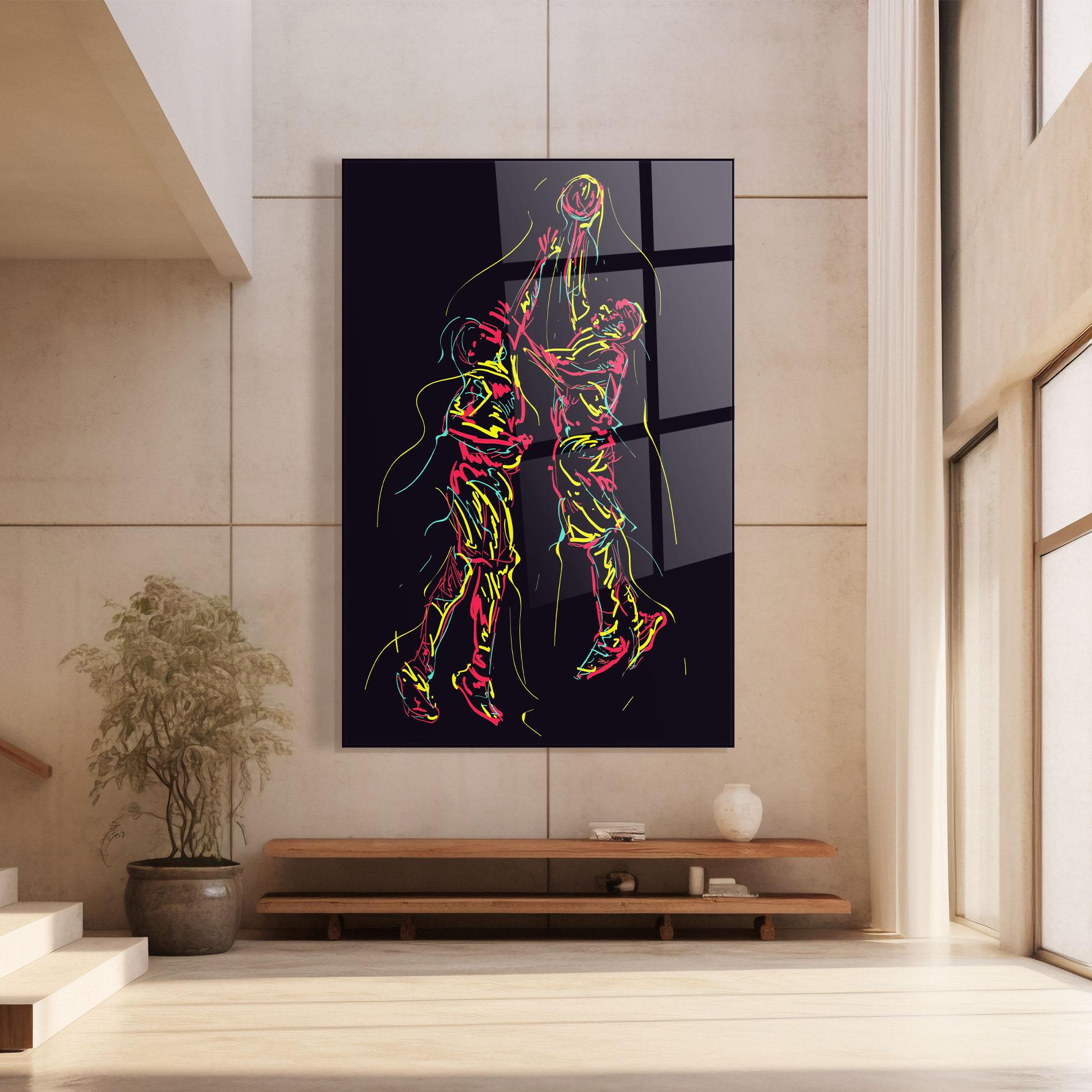 Tablou Sticla Basket Line Jump mockup 8