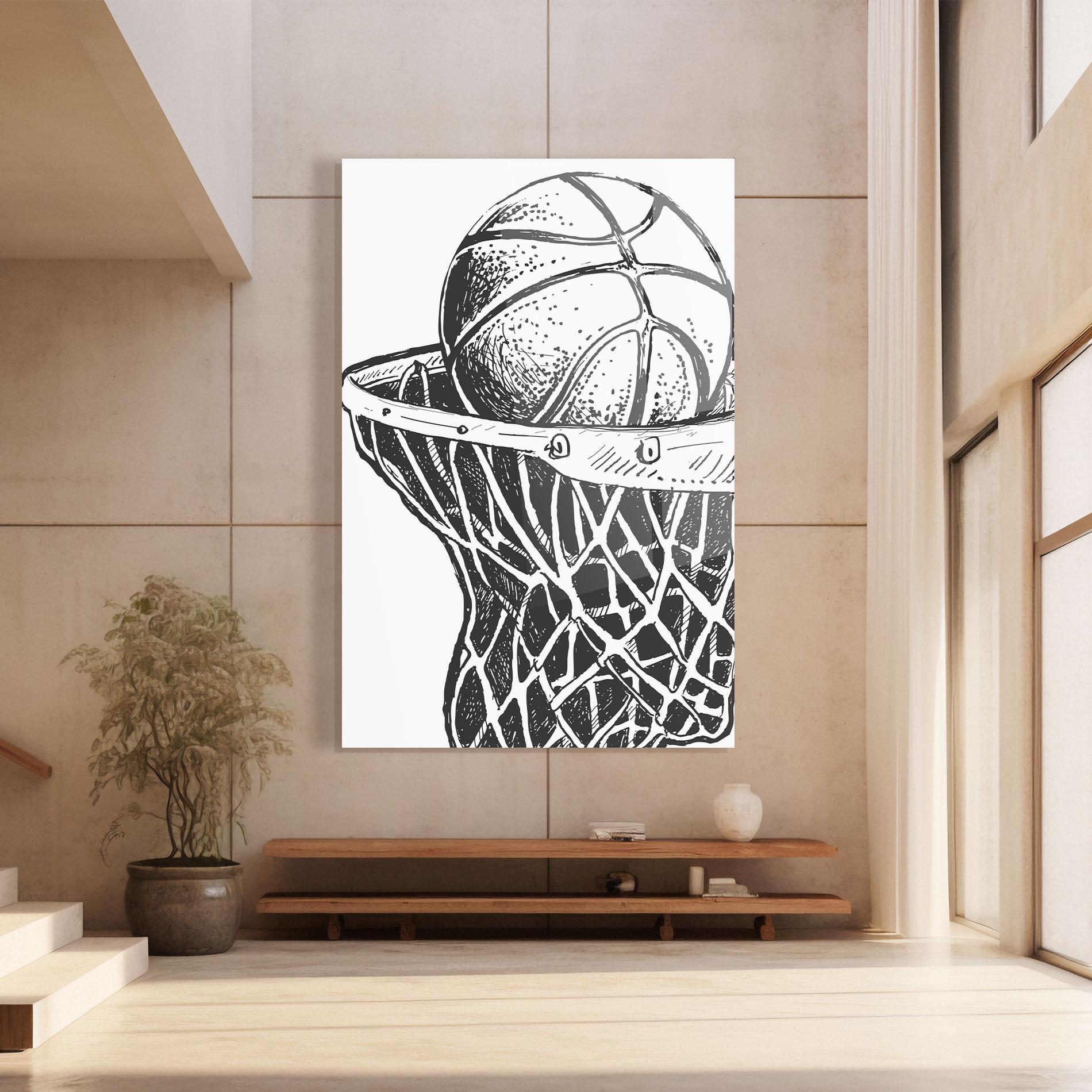 Tablou Sticla Basketball Grey Hoop mockup 8
