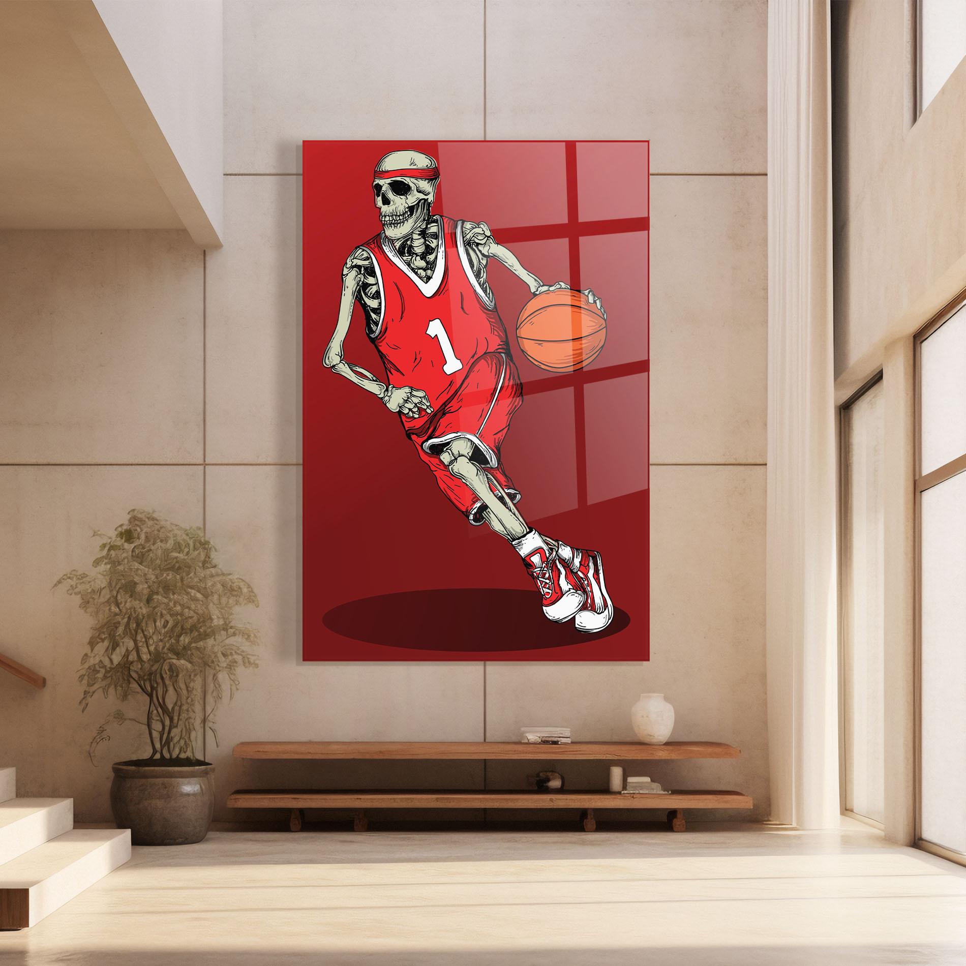 Tablou Sticla Basketball Skull mockup 8