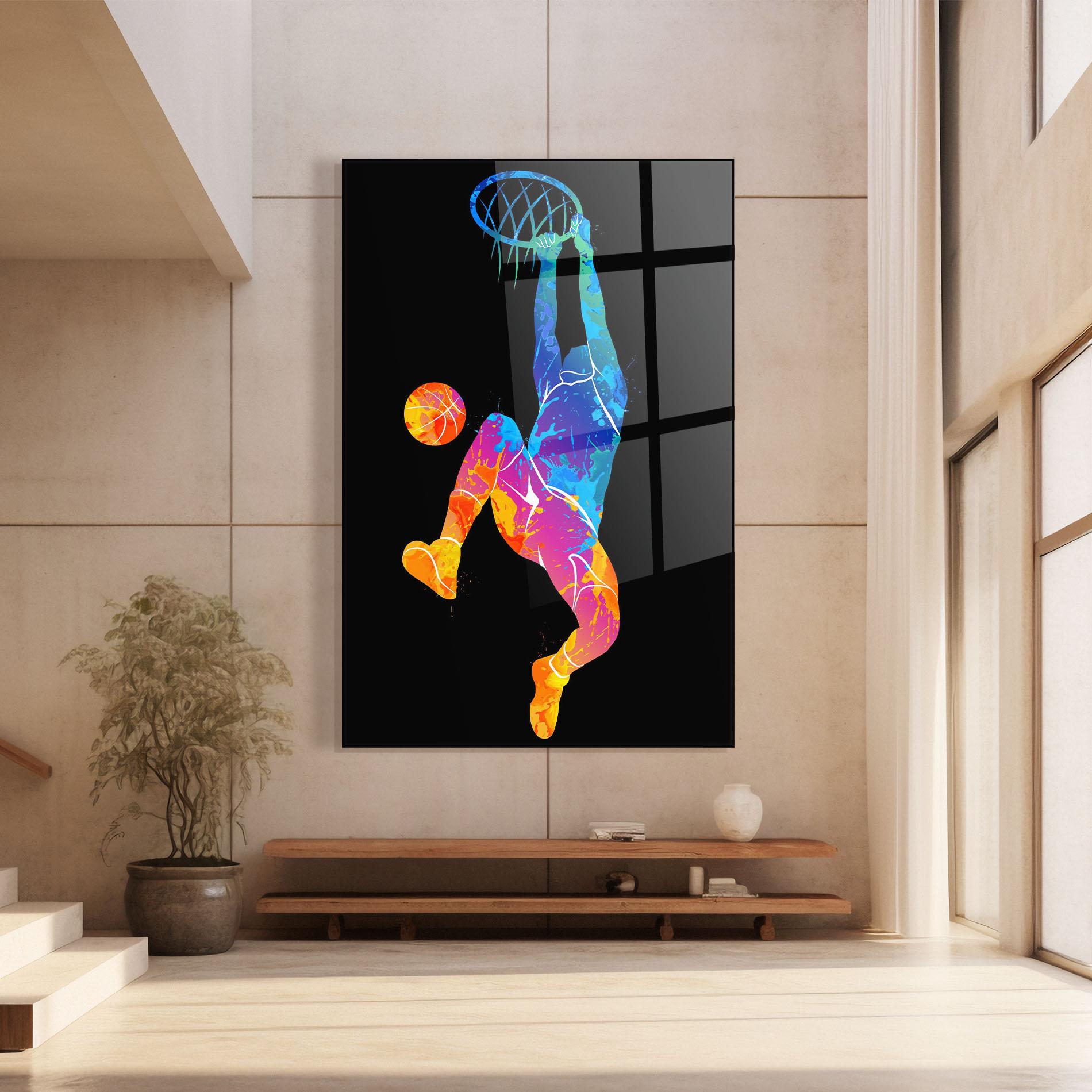 Tablou Sticla Blue Basket Hoop mockup 8