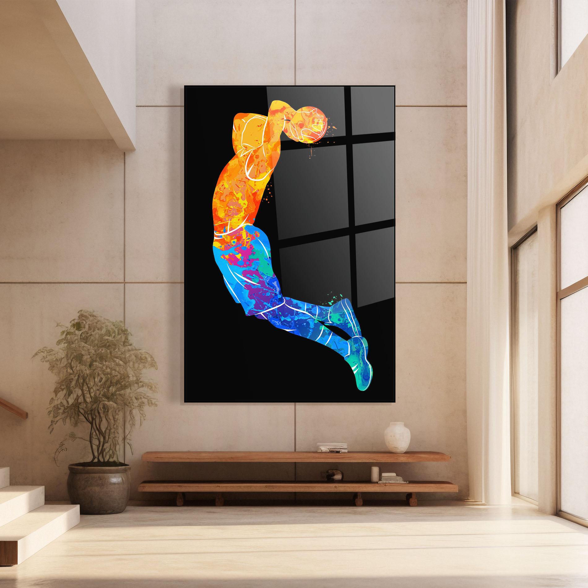 Tablou Sticla Blue Orange Basket mockup 8