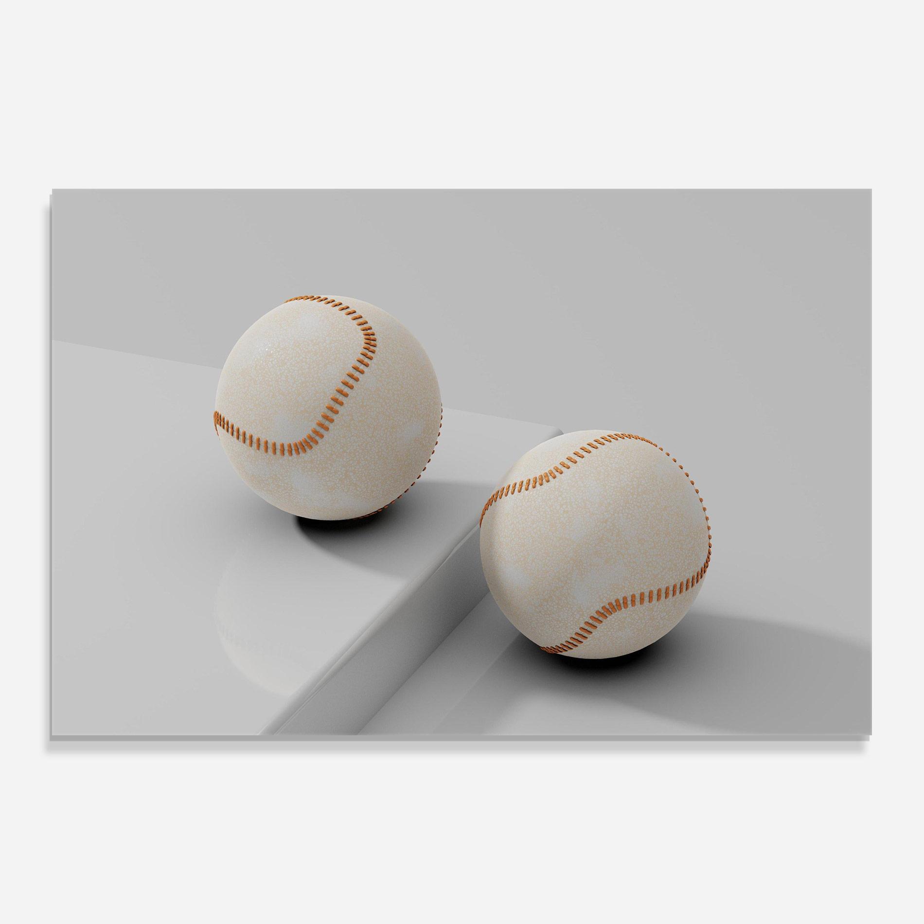 Tablou Sticla Baseball Ball On White mockup 0