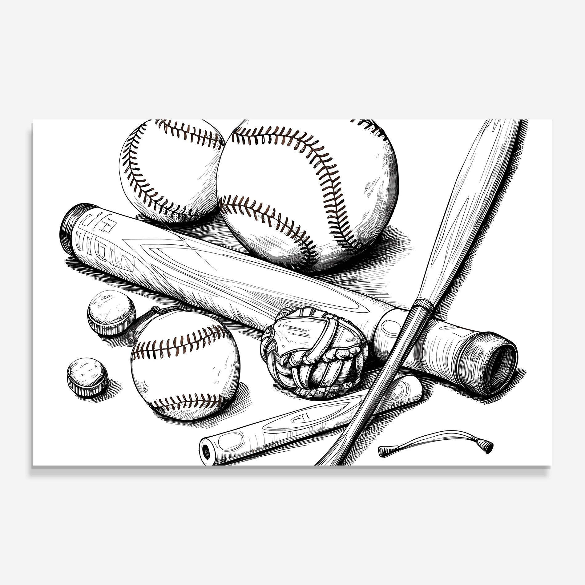 Tablou Sticla Baseball Balls Line mockup 0