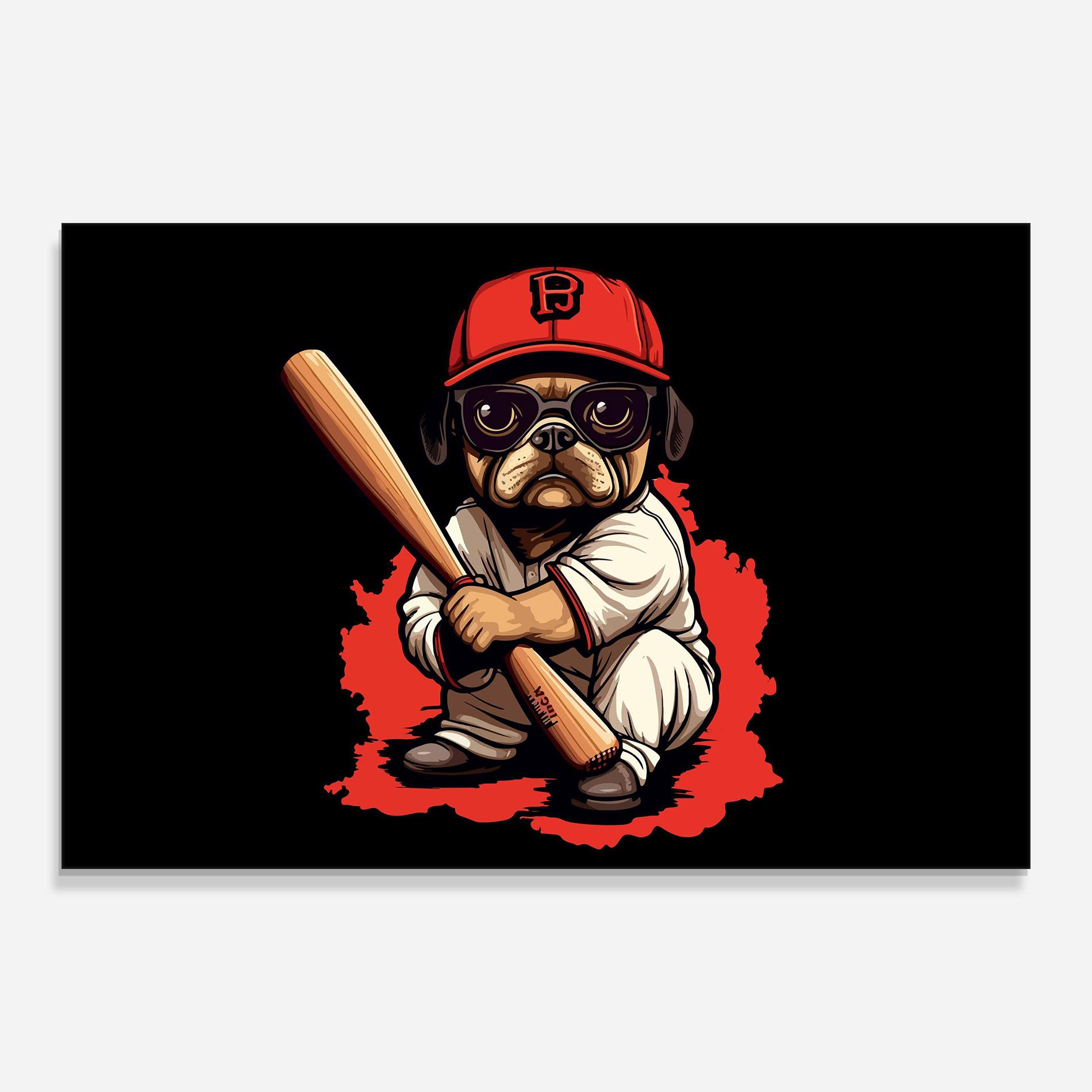 Tablou Sticla Baseball Dog mockup 0