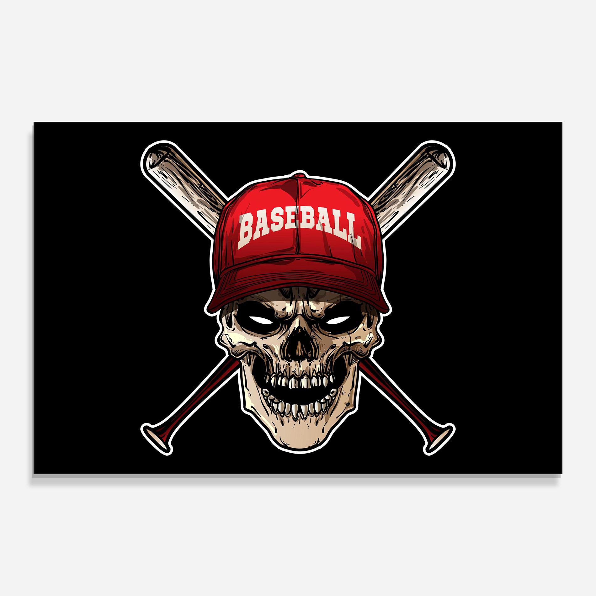 Tablou Sticla Baseball Skull mockup 0