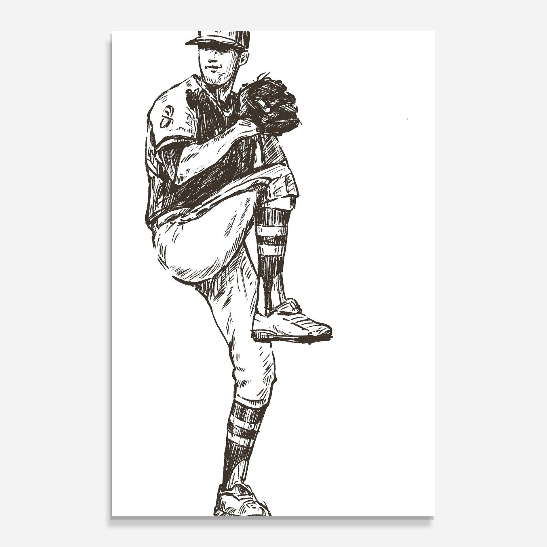 Tablou Sticla Baseball Player Line mockup 0