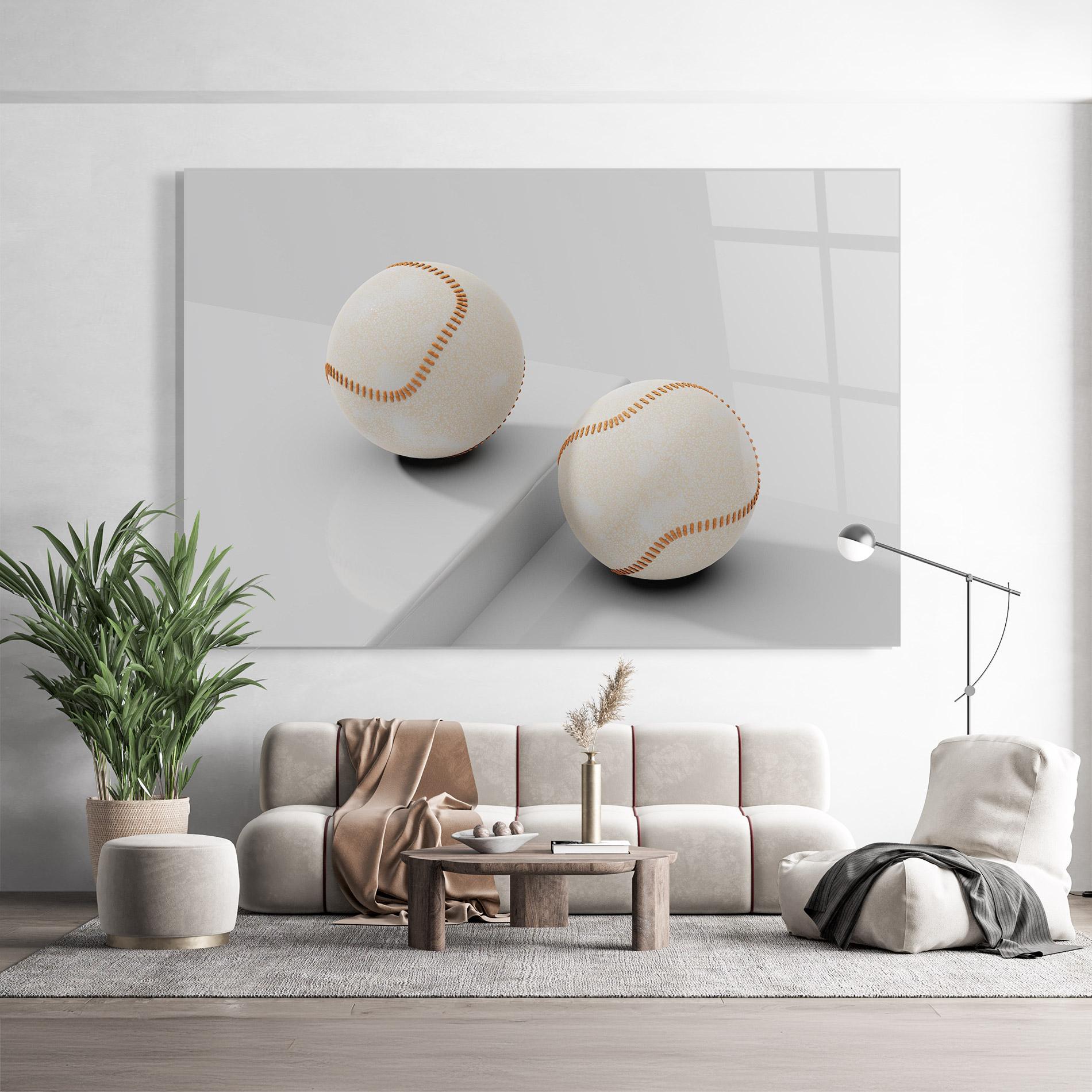 Tablou Sticla Baseball Ball On White mockup 9