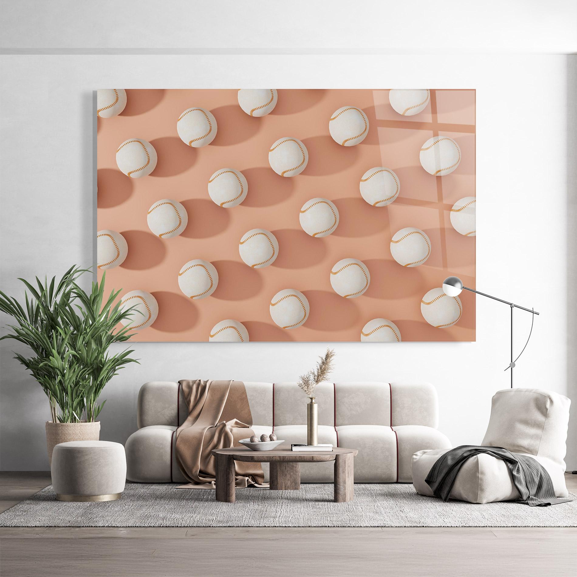 Tablou Sticla Baseball Ball Pattern mockup 9