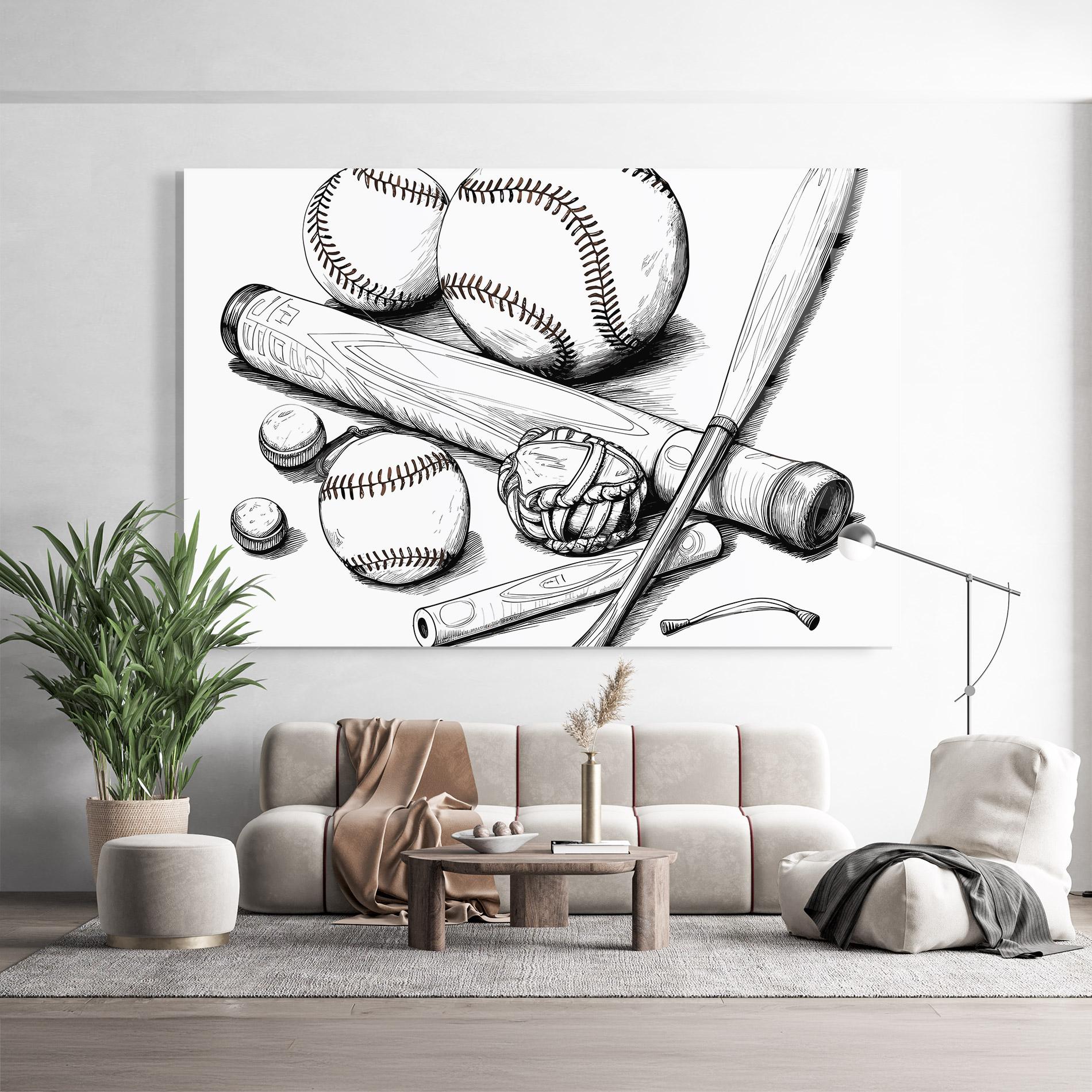 Tablou Sticla Baseball Balls Line mockup 9