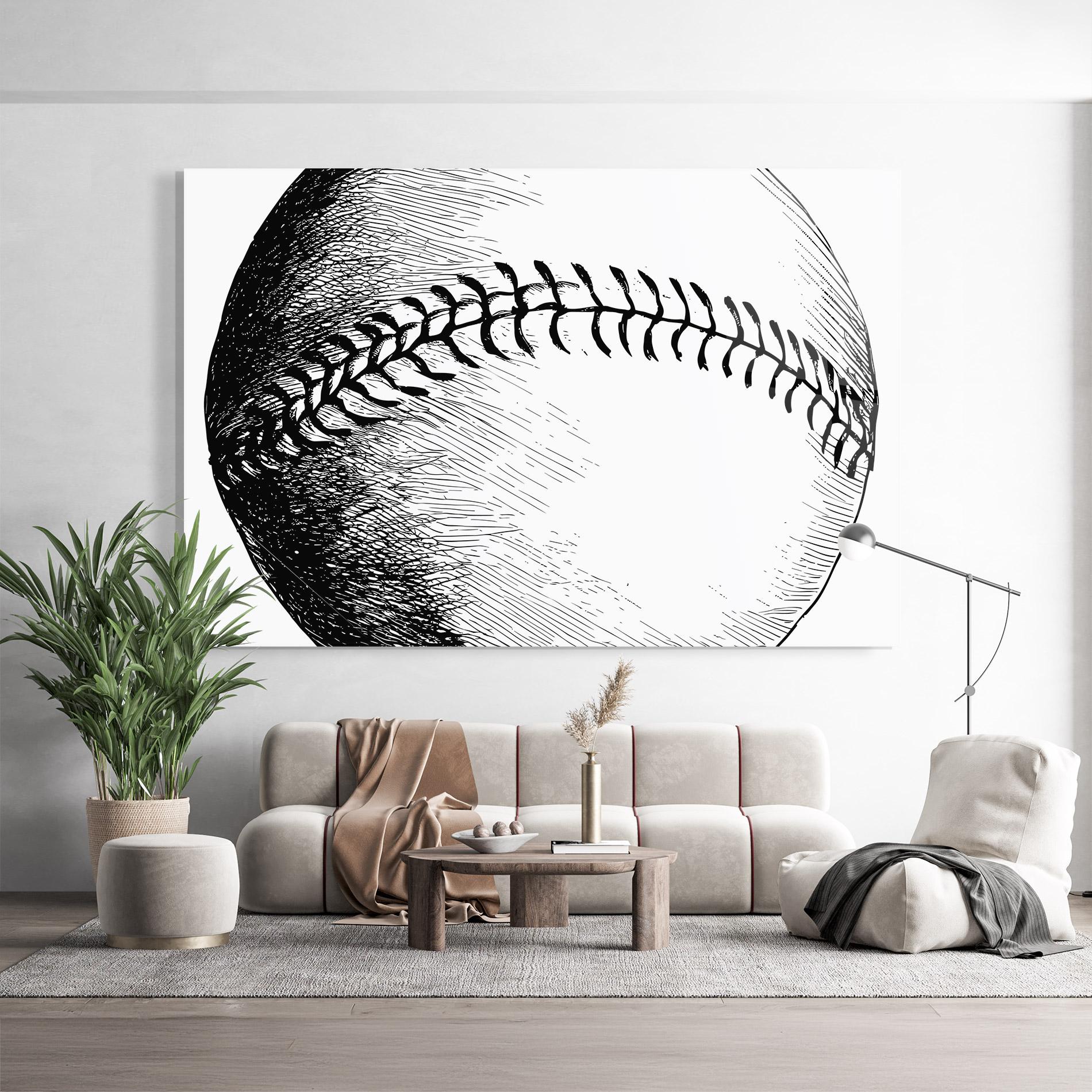 Tablou Sticla Baseball Black Line mockup 9