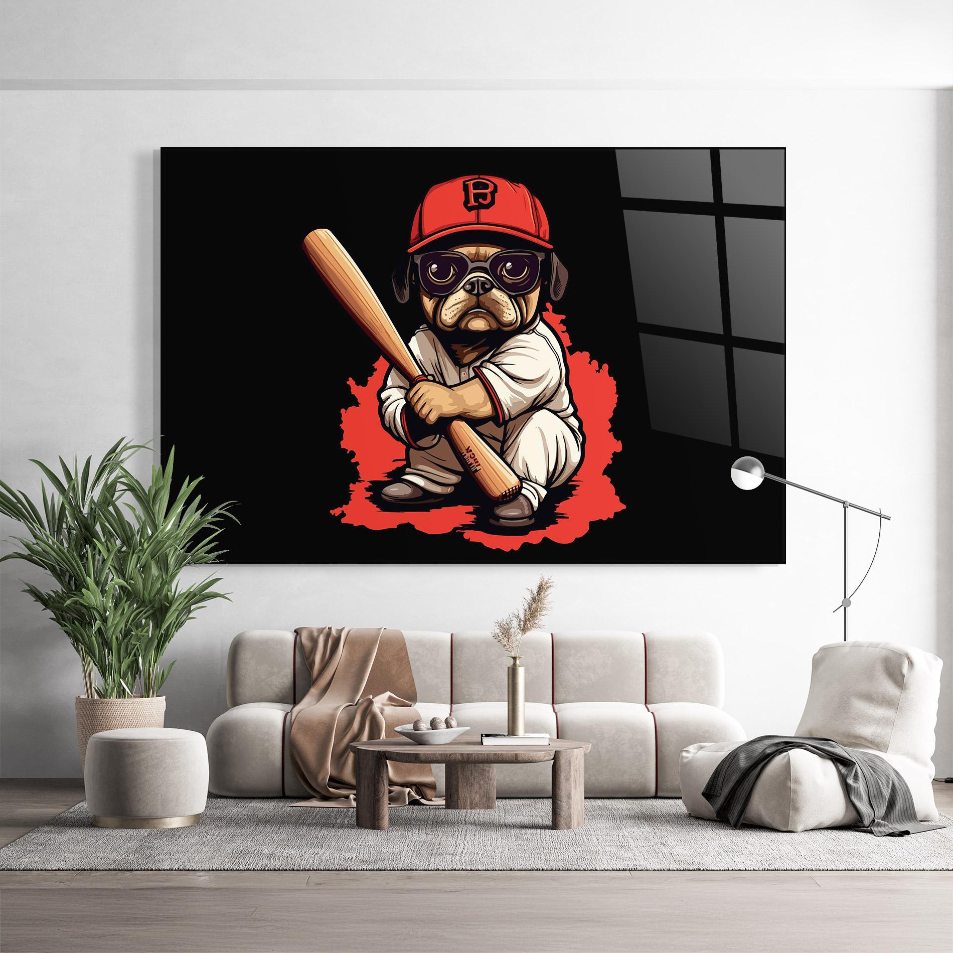 Tablou Sticla Baseball Dog mockup 9