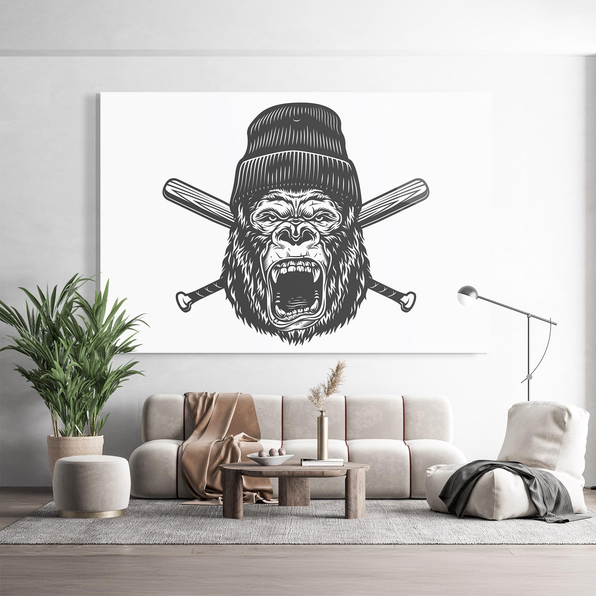 Tablou Sticla Baseball Gorilla mockup 9