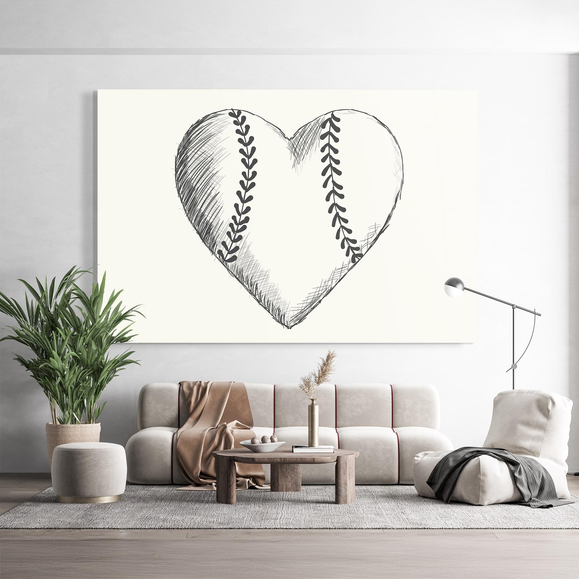 Tablou Sticla Baseball Heart mockup 9