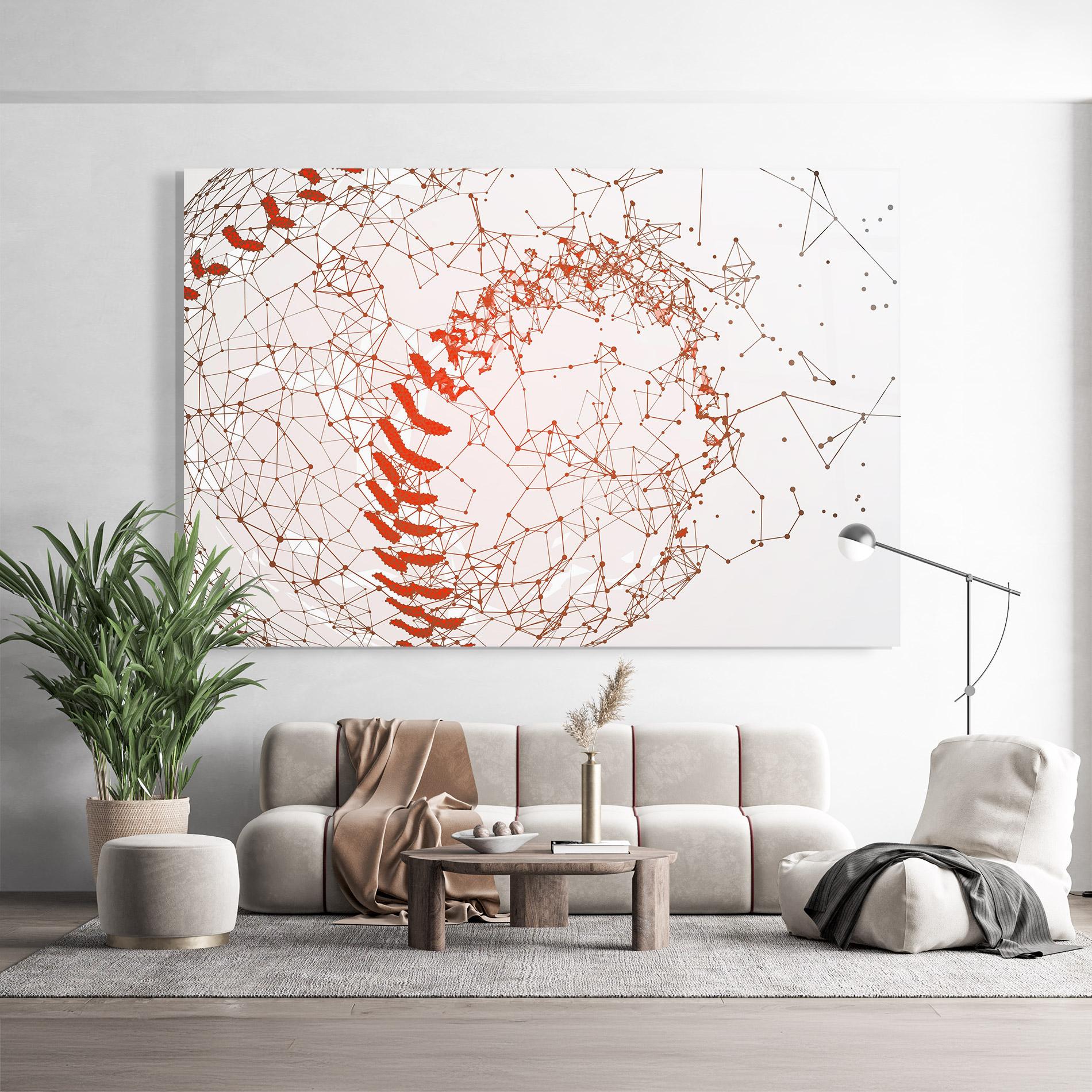Tablou Sticla Baseball Line Art mockup 9