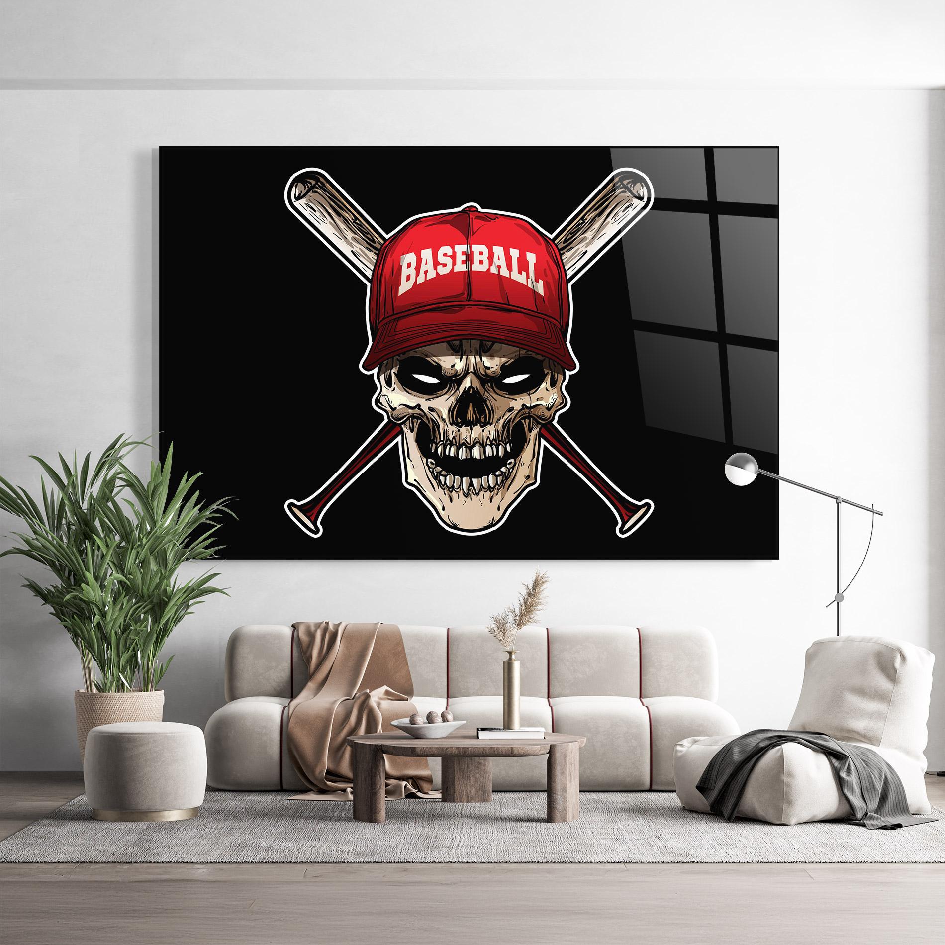 Tablou Sticla Baseball Skull mockup 9