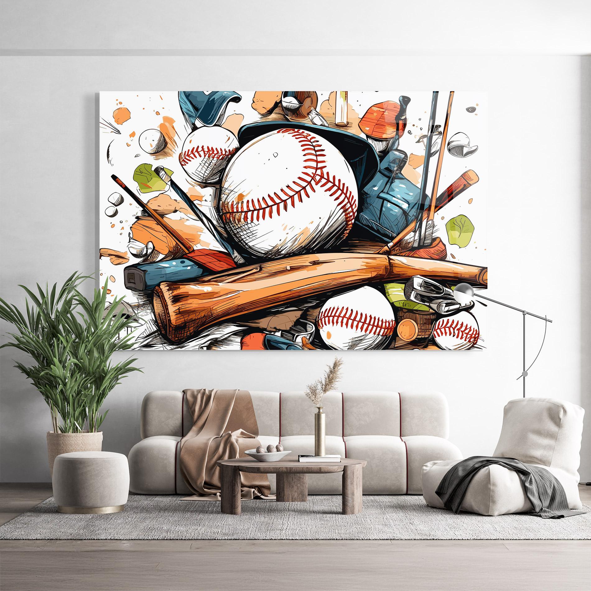 Tablou Sticla Baseball Trash mockup 9