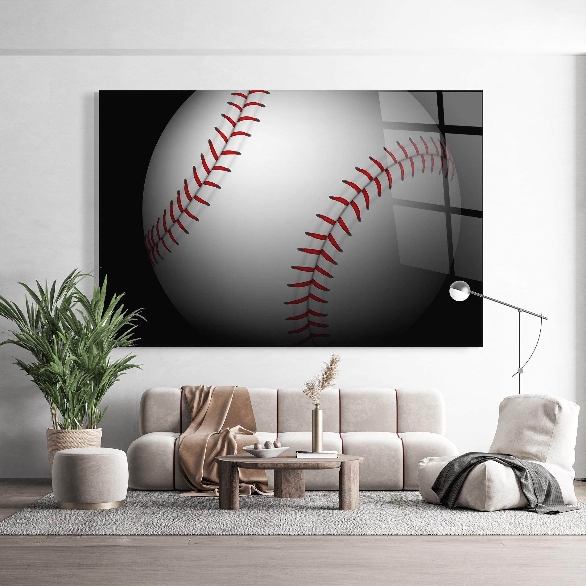 Tablou Sticla Close Up Baseball mockup 9