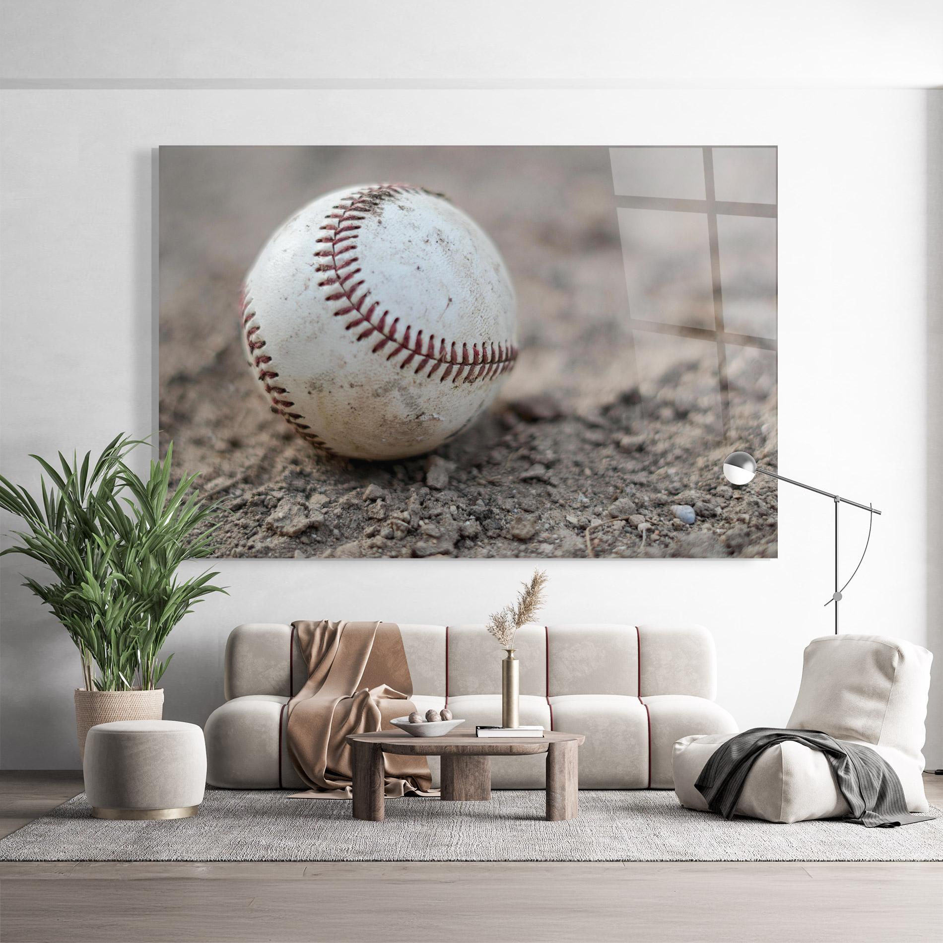 Tablou Sticla Dusty Baseball Ball mockup 9