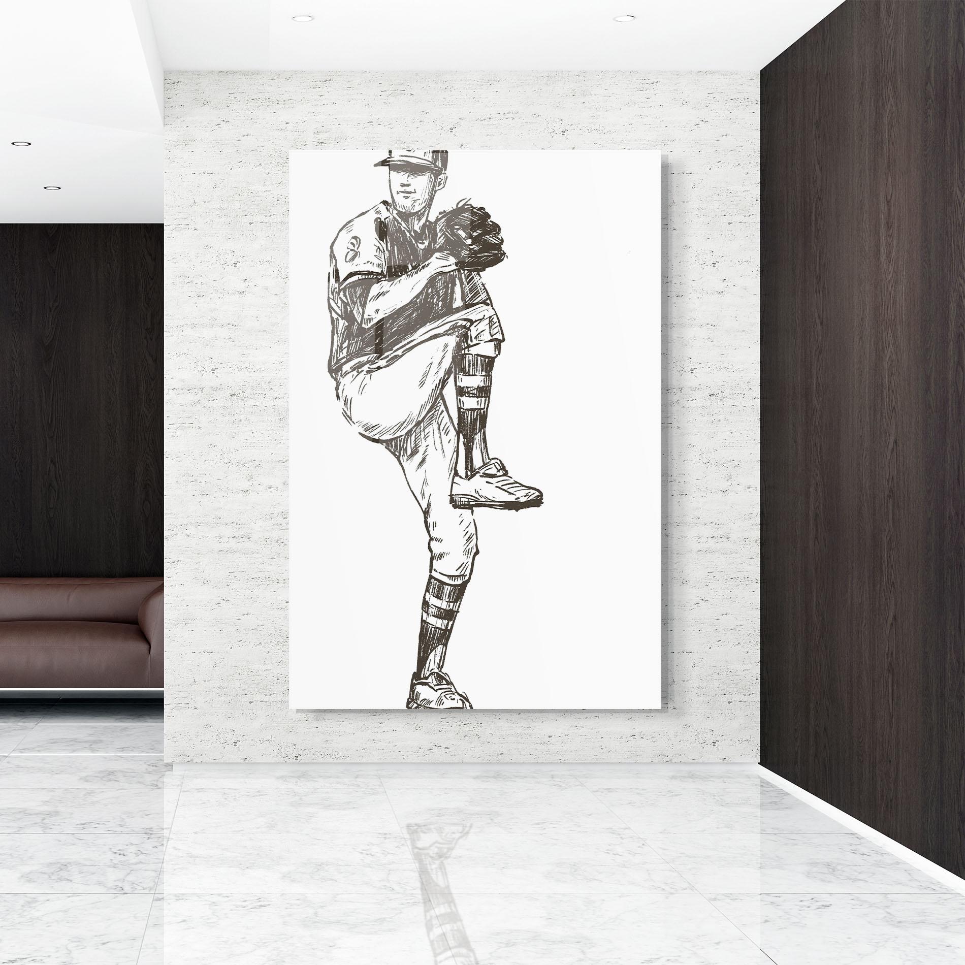 Tablou Sticla Baseball Player Line mockup 9