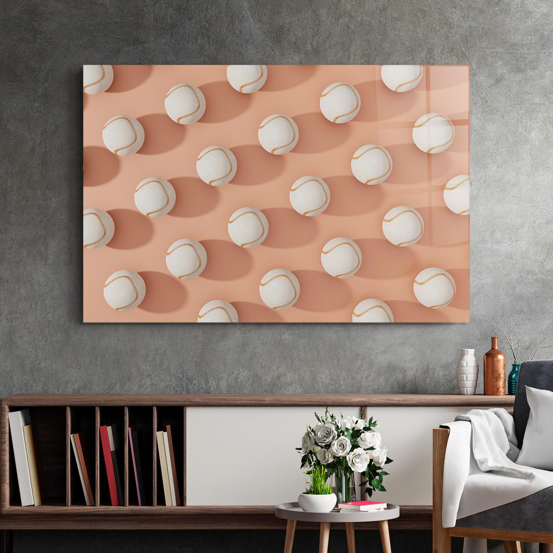 Tablou Sticla Baseball Ball Pattern mockup 2