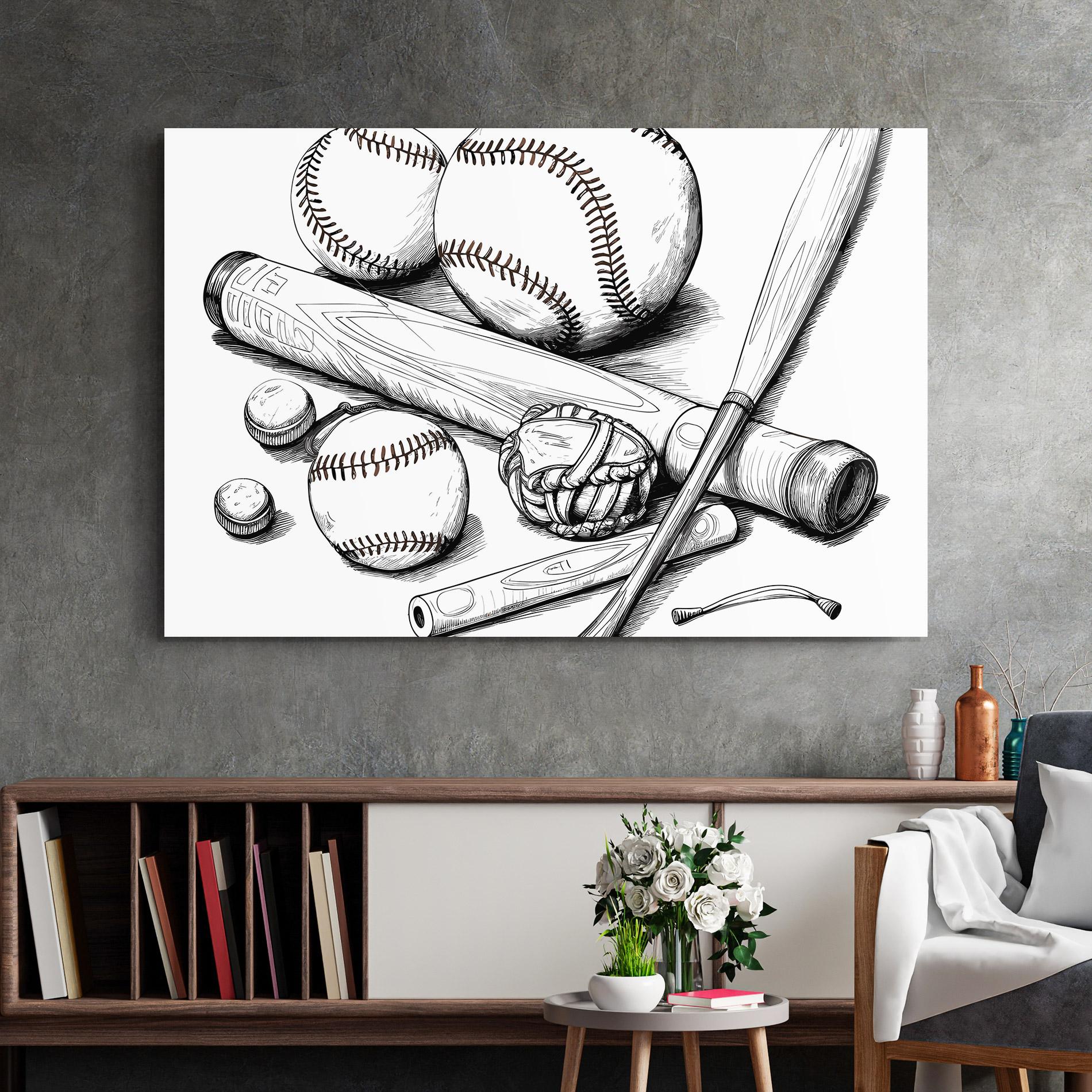 Tablou Sticla Baseball Balls Line mockup 2