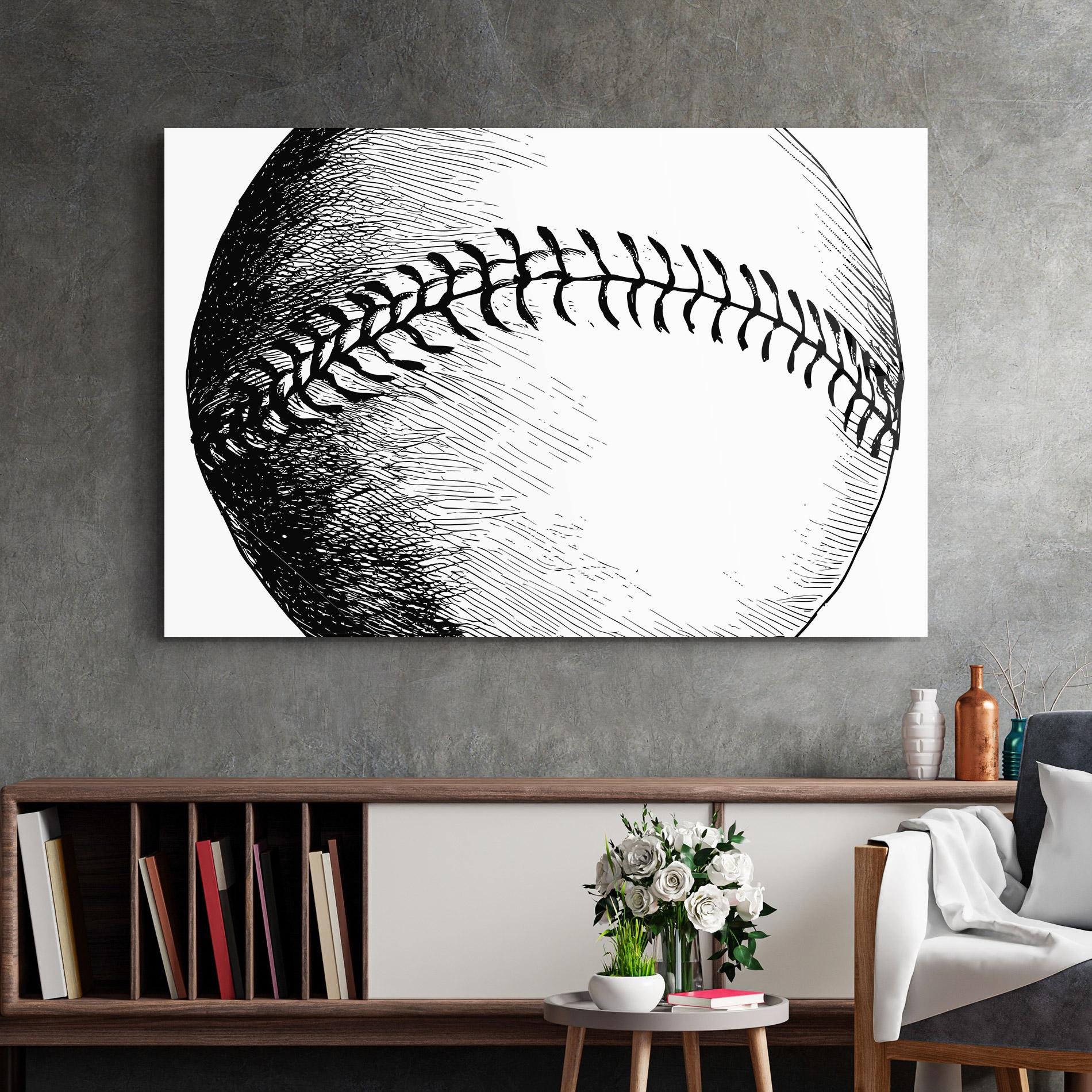 Tablou Sticla Baseball Black Line mockup 2