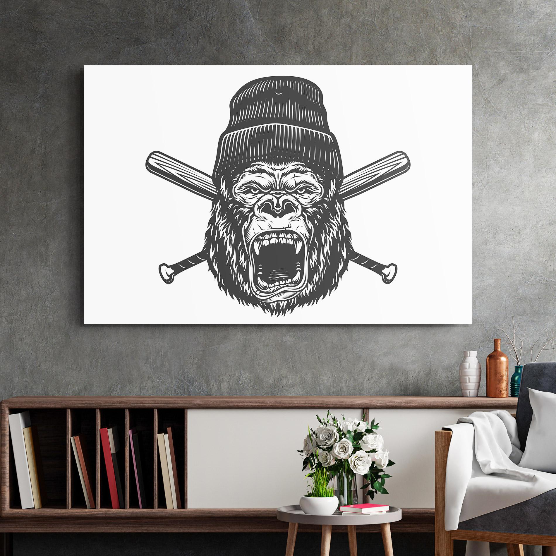 Tablou Sticla Baseball Gorilla mockup 2