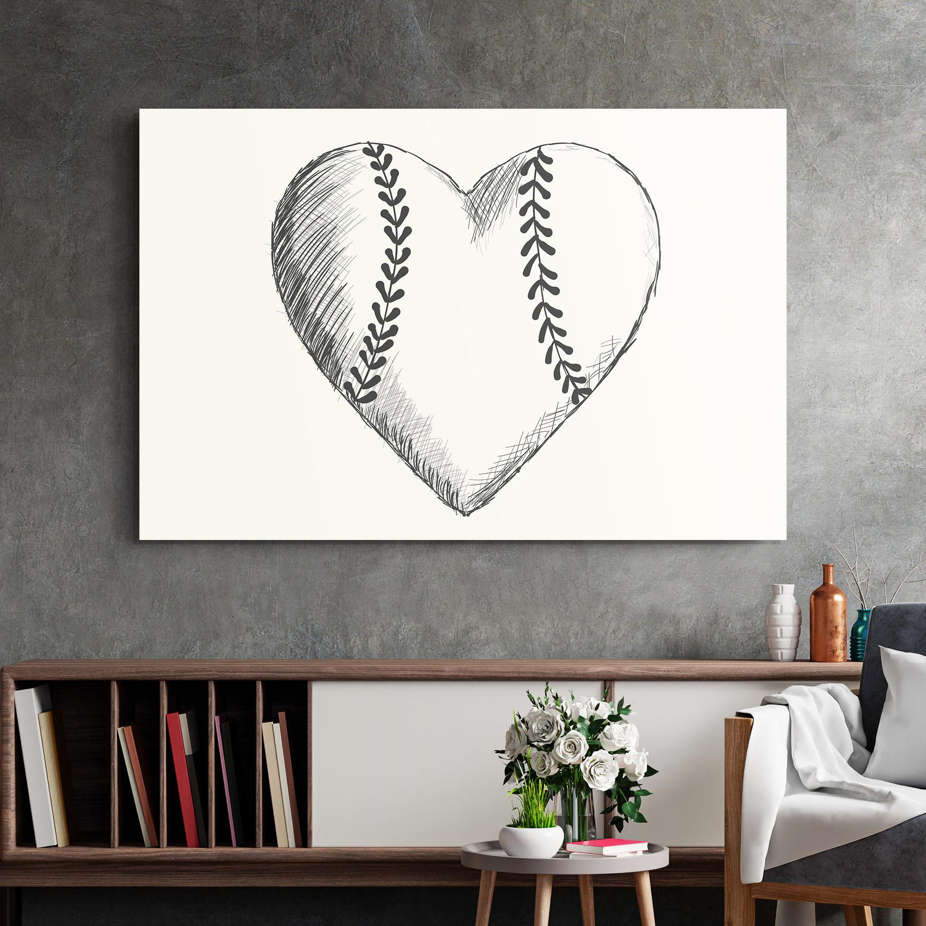 Tablou Sticla Baseball Heart mockup 2