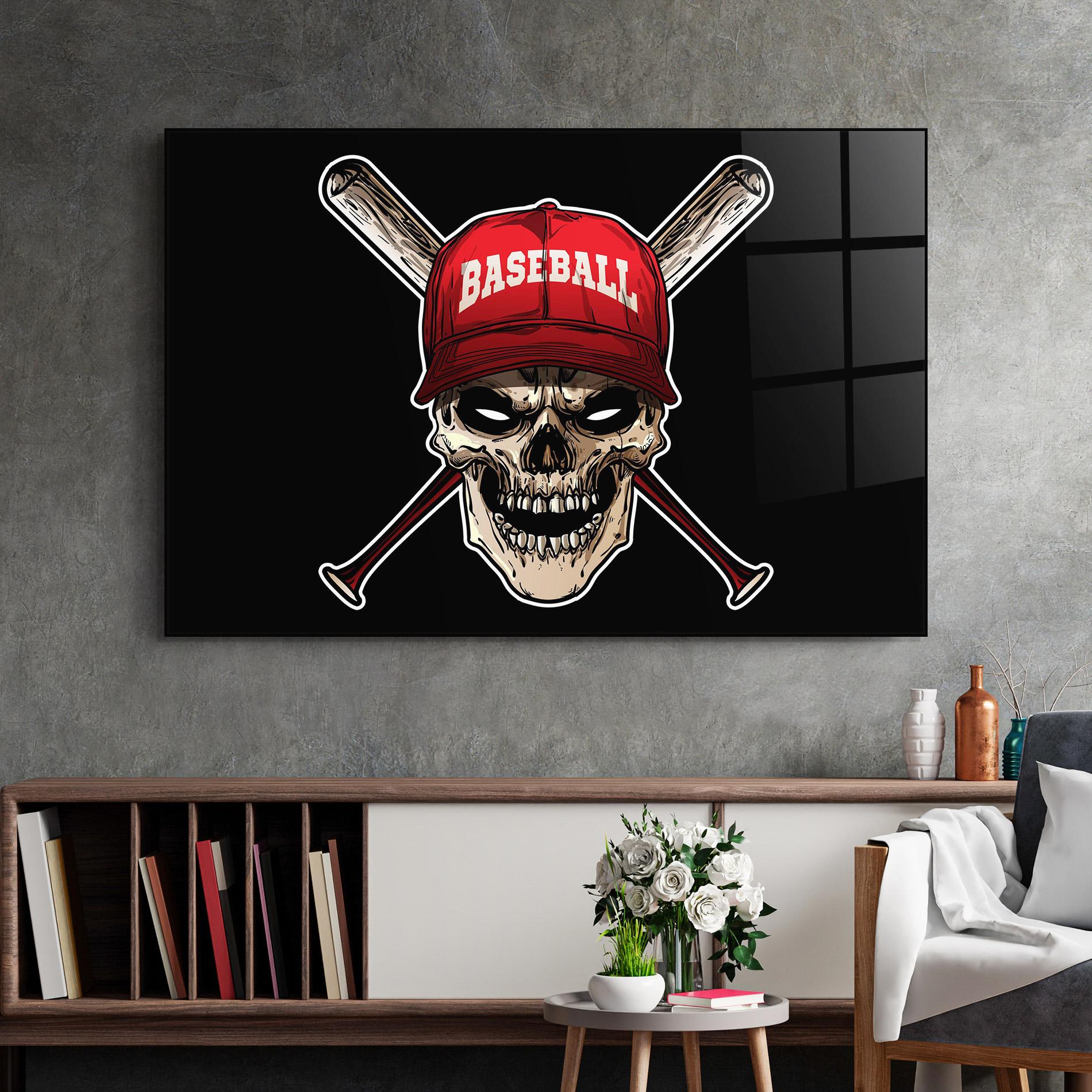 Tablou Sticla Baseball Skull mockup 2