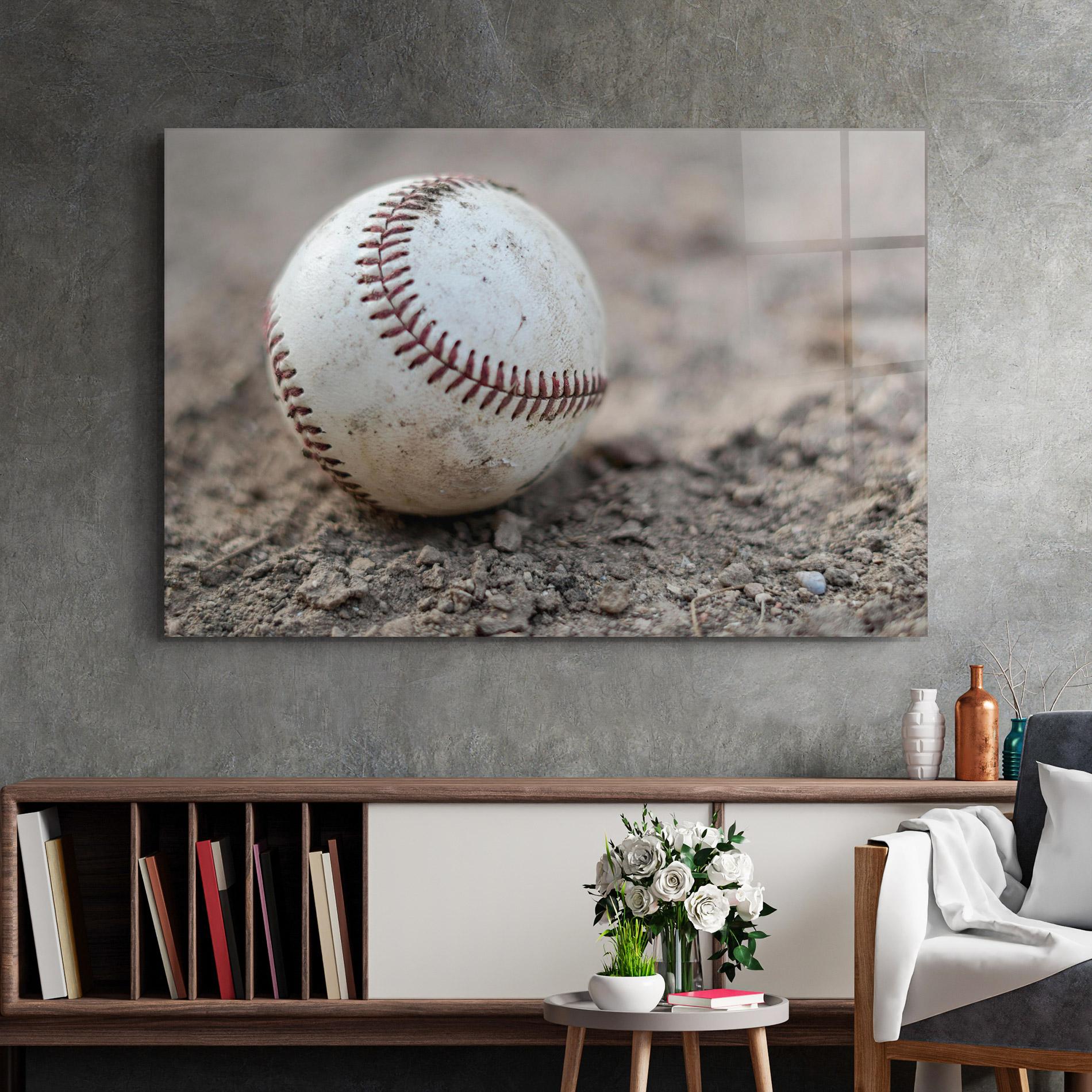 Tablou Sticla Dusty Baseball Ball mockup 2