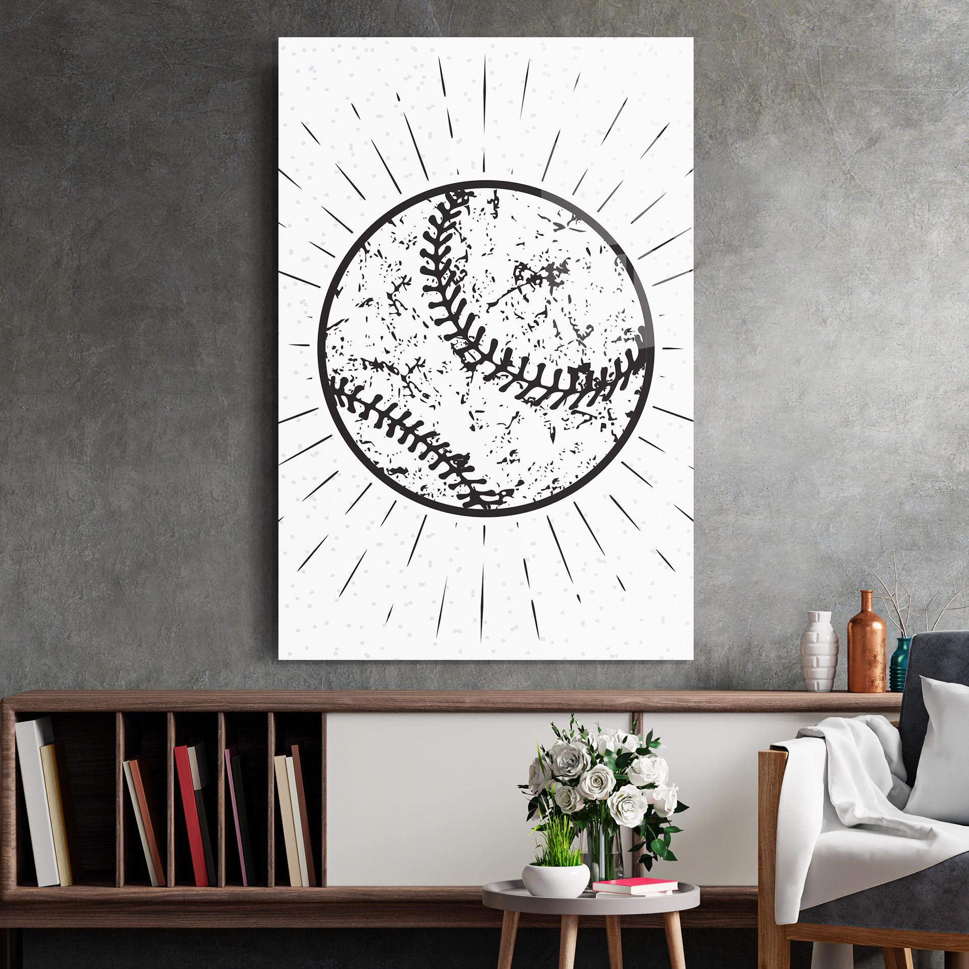 Tablou Sticla Baseball Ball Line mockup 2
